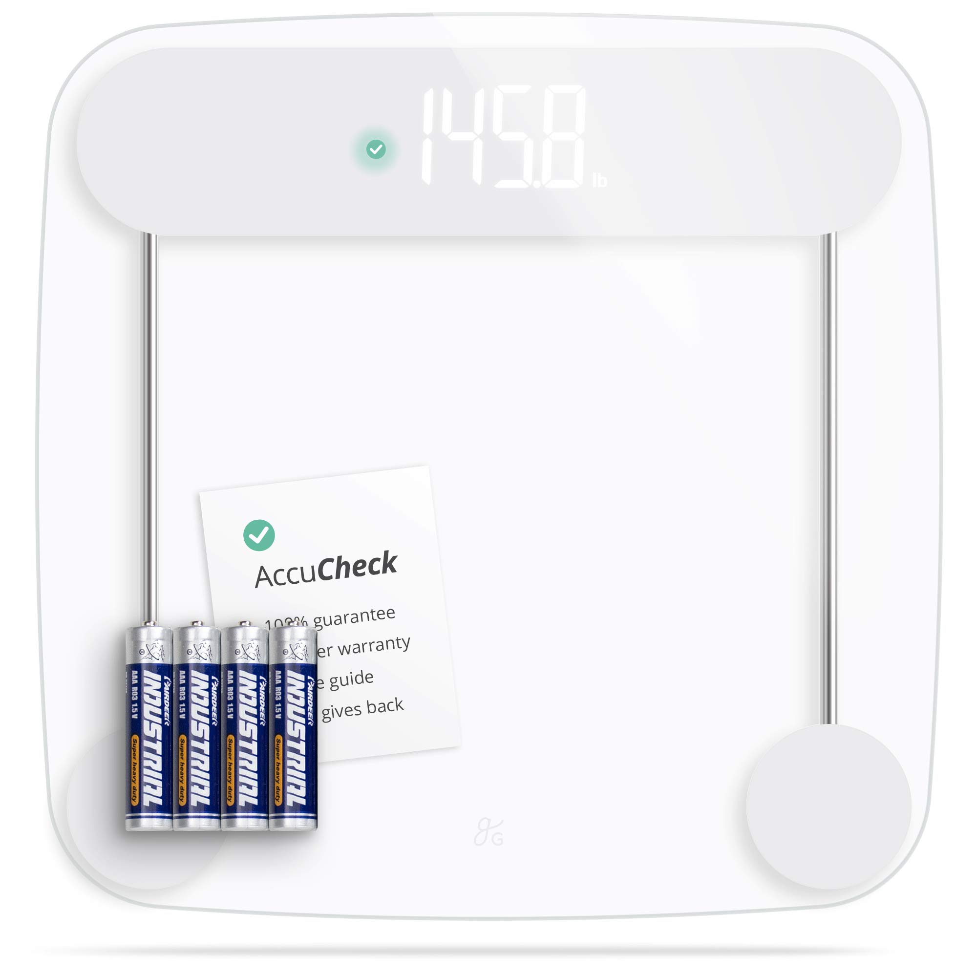 Greater Goods Digital Bathroom Scale - Accurate Body Weight Measurement up to 400 lbs, Large LCD Display, Auto Calibration, Includes Batteries - Perfect for Home, Gym, and Health Tracking