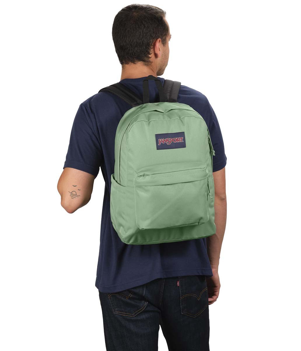 JanSport SuperBreak Plus Backpack - Lightweight Laptop Backpack for School & Travel, Durable Loden Frost Green, Fits 15