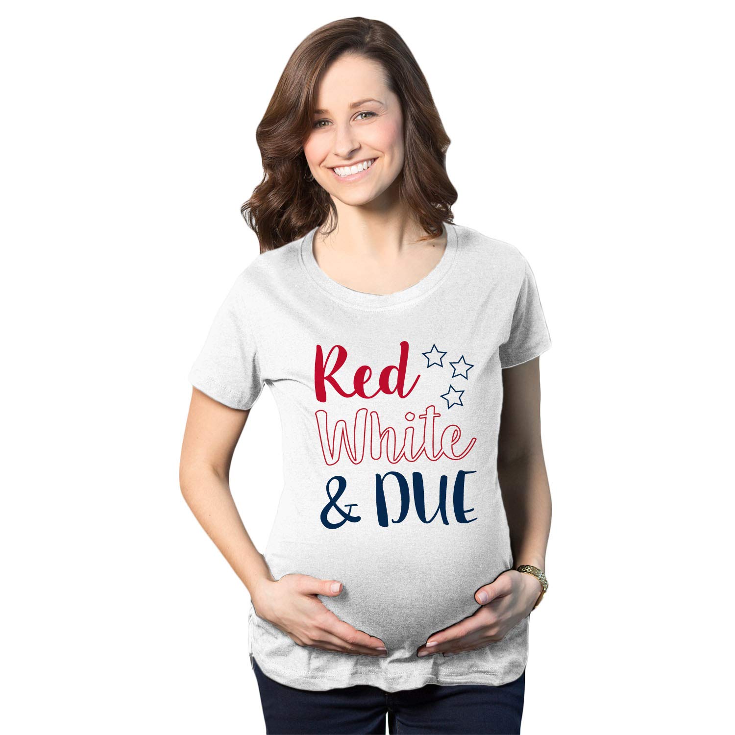 Stylish Maternity Red White and Blue Pregnancy T-Shirt | Cute Patriotic Baby Bump Tee for Expecting Moms | Perfect for 4th of July, Baby Showers & Gender Reveals