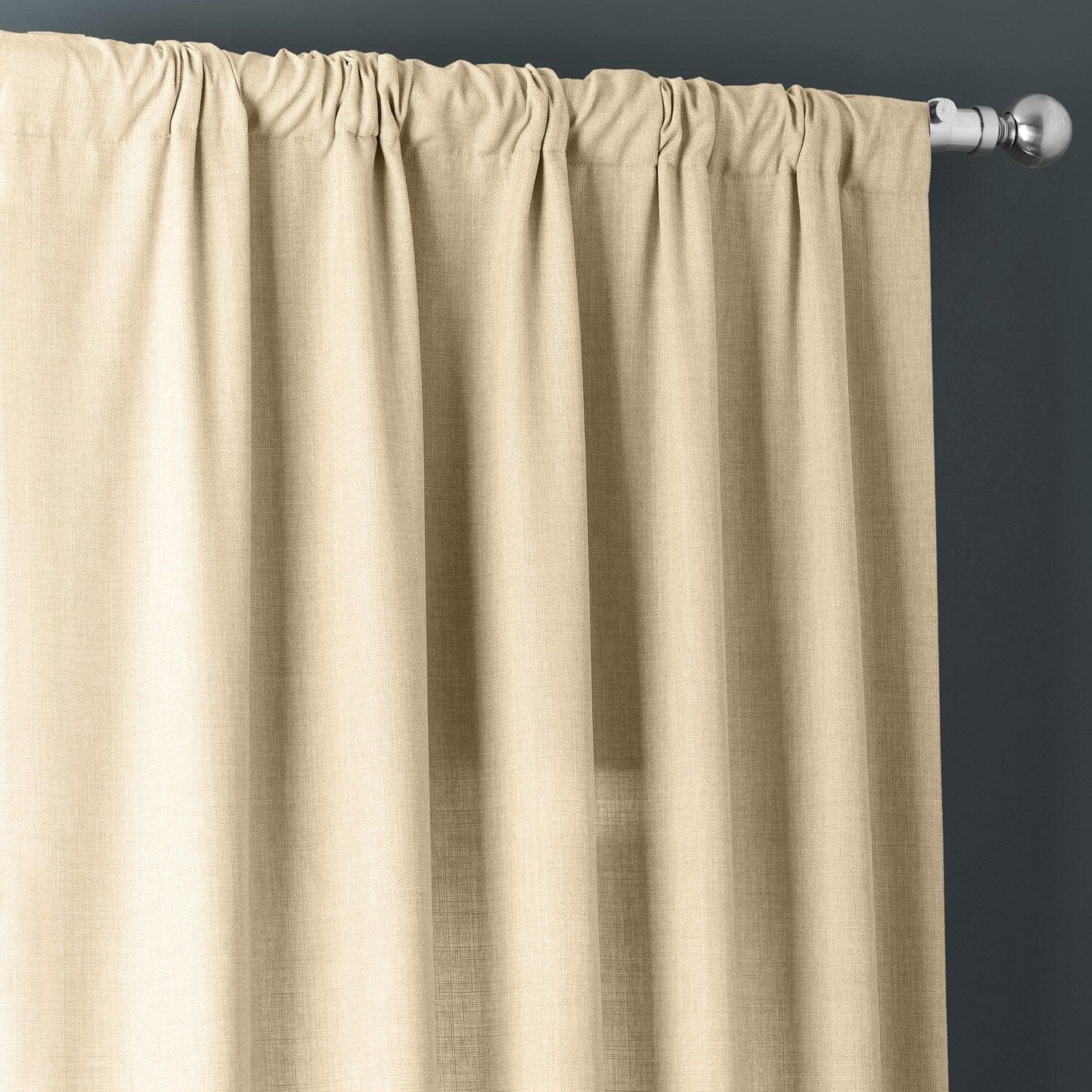 Sepia Tan Italian Faux Linen Blackout Curtains - Thermal Insulated Window Drapes for Bedroom, Living Room & Nursery (Set of 2 Panels)