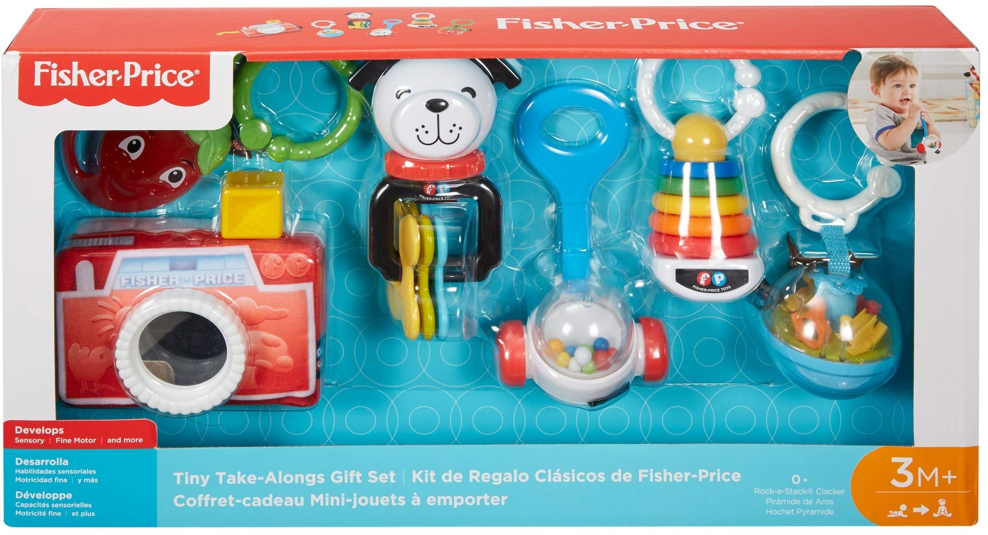 Fisher-Price FBH63 Baby Rattle and Teether Toy Set - Infant Sensory Development Gift for Boys & Girls by Mattel | Perfect for Playtime, Teething Relief & Early Learning