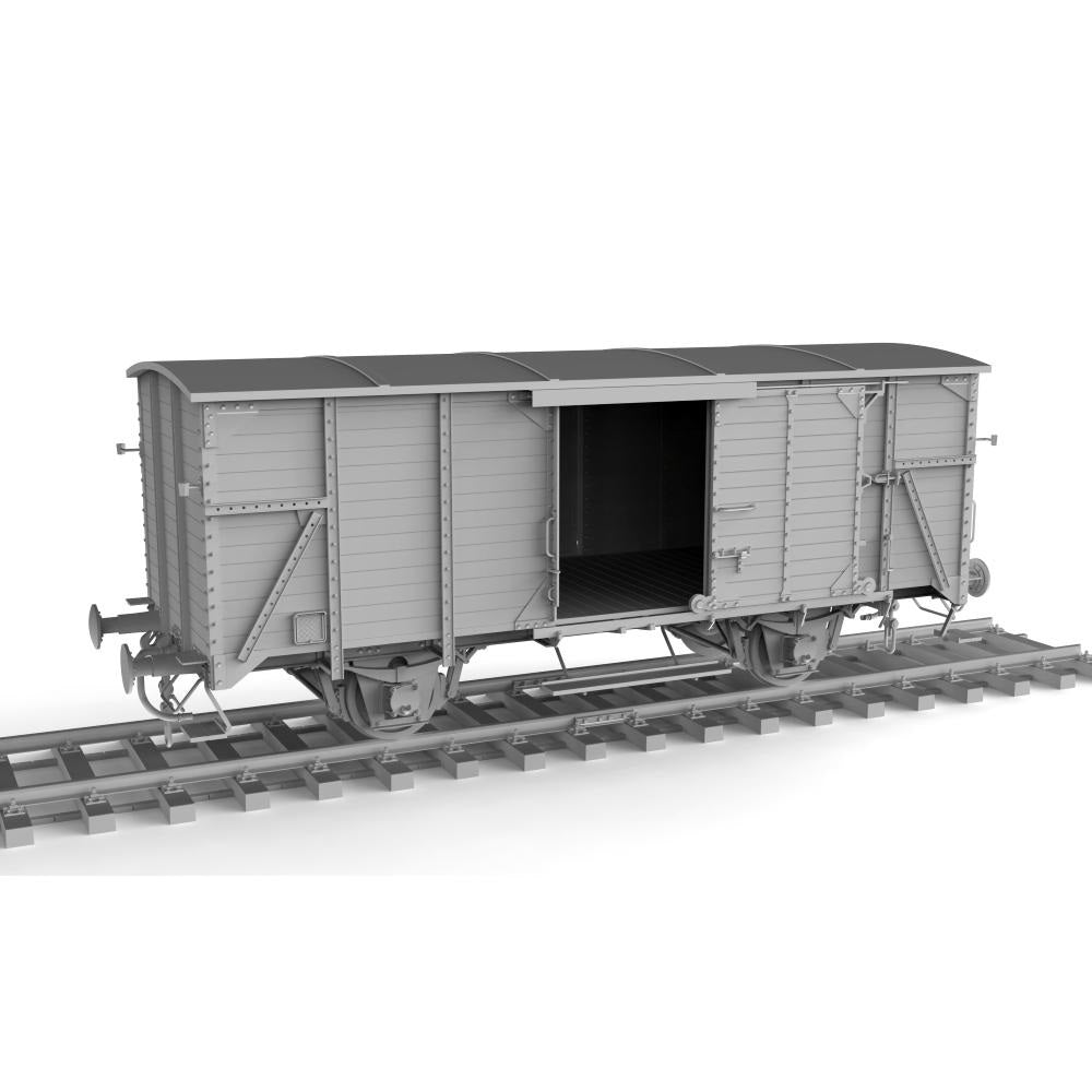 AK Interactive 35502 1/35 Scale German Railway Covered G10 Wagon Model Kit - Perfect for WWII Military Train Dioramas & Historical Model Railroad Displays