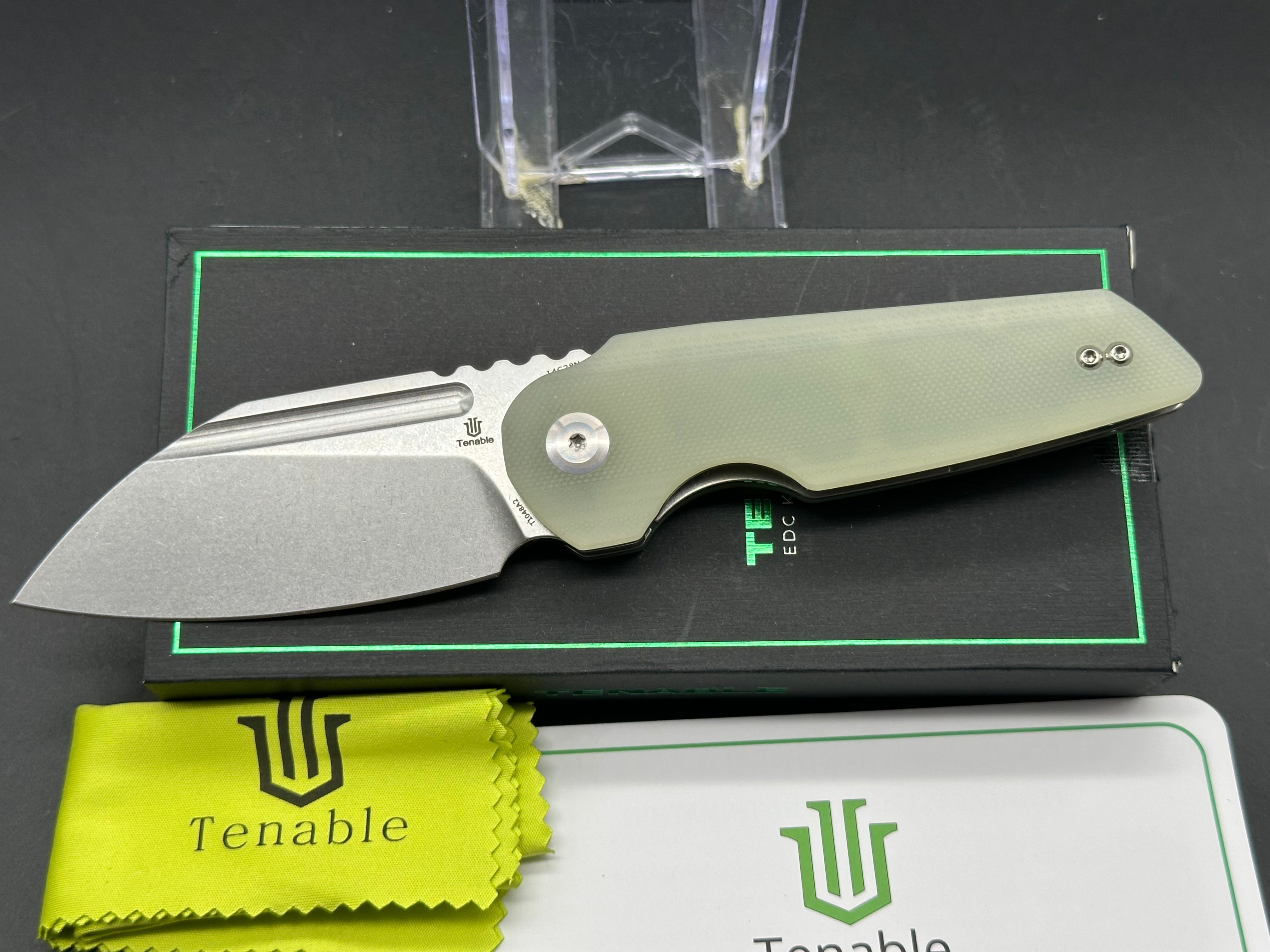 Premium TENABLE RAFE L Folding Knife - Jade G10 Handle, 14C28N Steel Plain Edge Blade - EDC, Camping, Survival & Outdoor Activities
