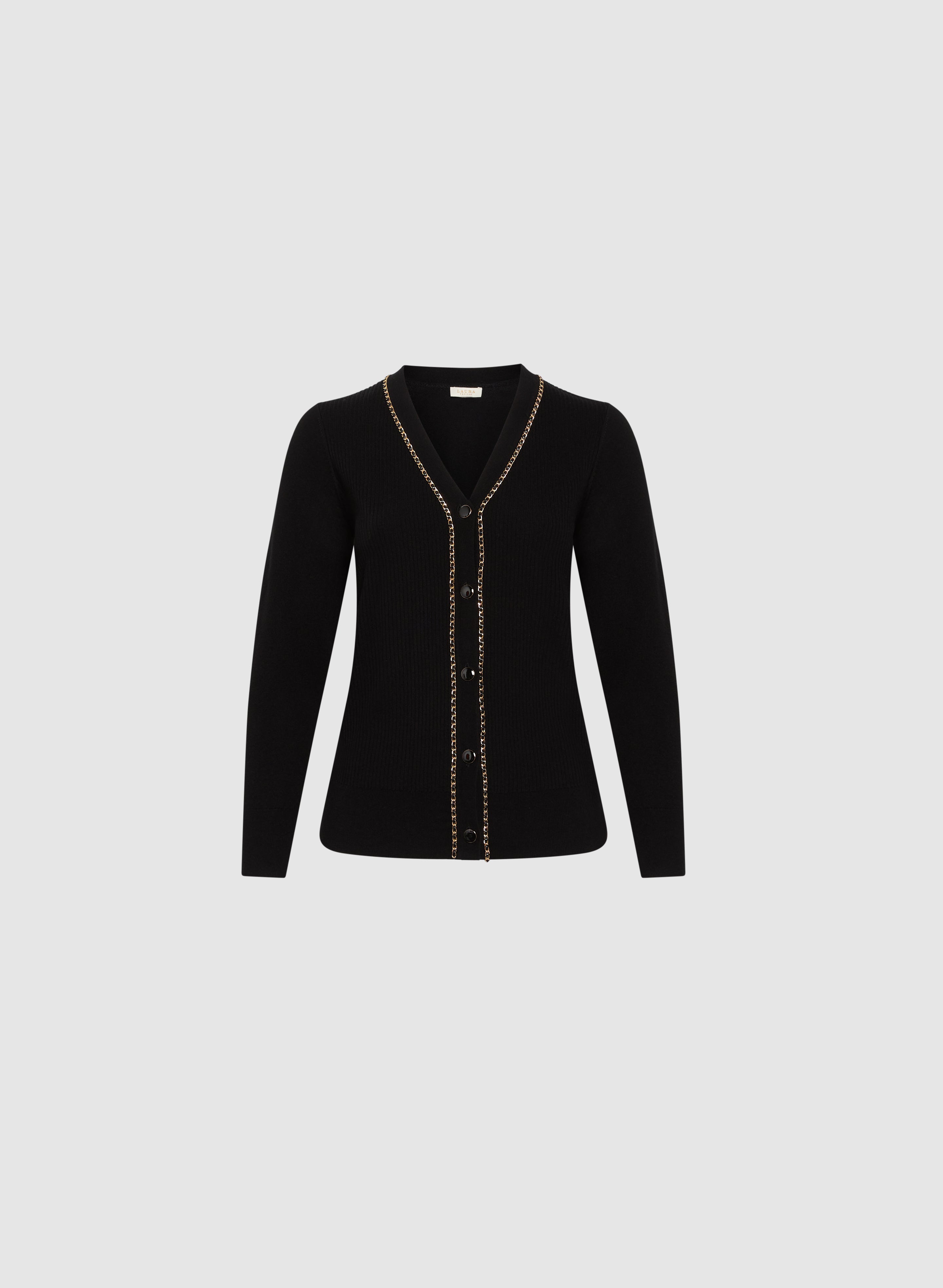 Stylish Chain Detail Cardigan for Women - Trendy Open Front Knit Sweater - Perfect for Casual Outfits, Office Wear & Layering in Fall & Winter