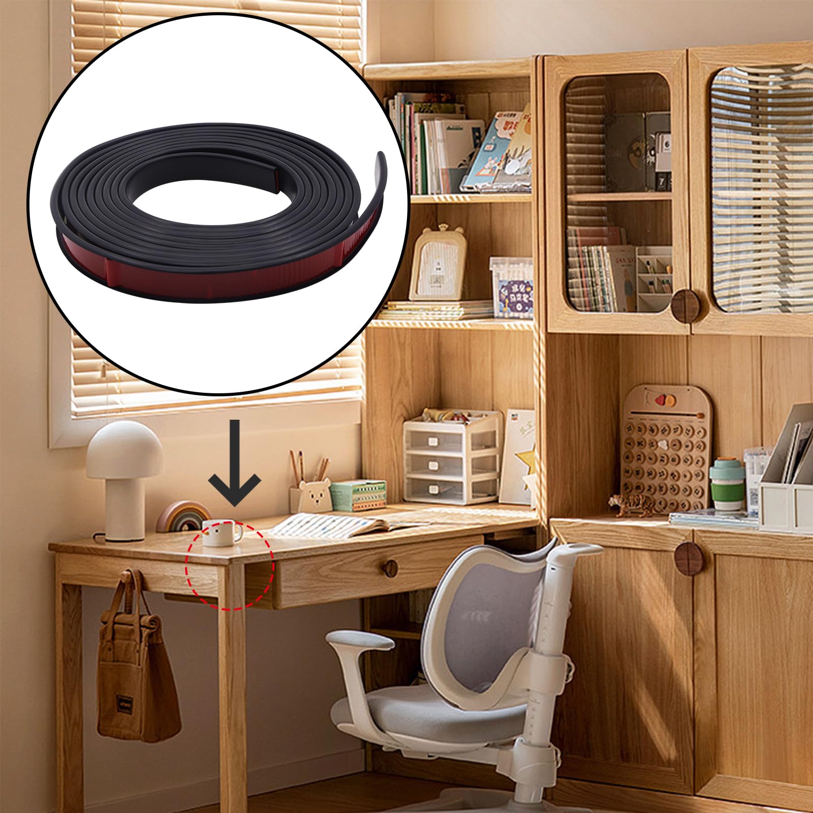 13ft U-Shape Edge Banding - Self Adhesive TPE Flexible Furniture Edge Protector for Cabinet Repair & Furniture Restoration (18mm, Black) - Perfect for Home Improvement & DIY Projects