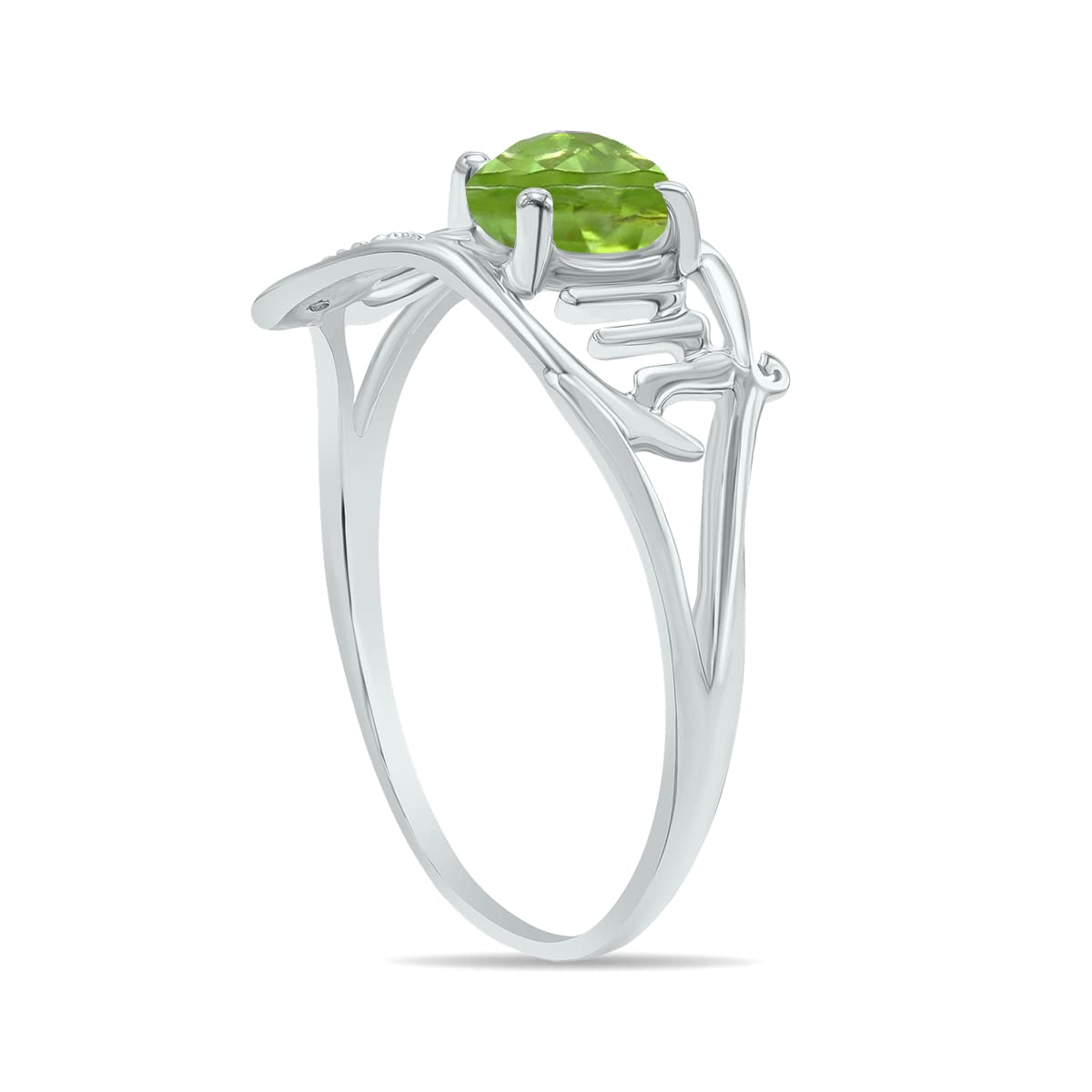 10K White Gold Heart Shaped MOM Ring with Genuine Gemstones & Diamonds (Amethyst, Citrine, More) - Perfect Gift for Mother's Day, Birthday & Anniversary