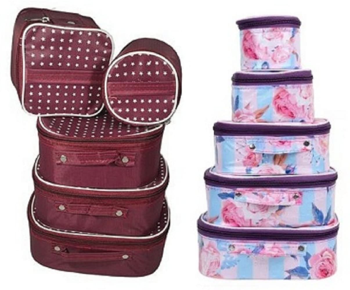 Premium 5-Piece Cosmetic Pouch Set - Vanity Box, Makeup Organizer & Travel Kit for Women | Waterproof Makeup Bag with Multiple Compartments | Perfect for Travel, Home Storage & Gift Giving (Multicolor)