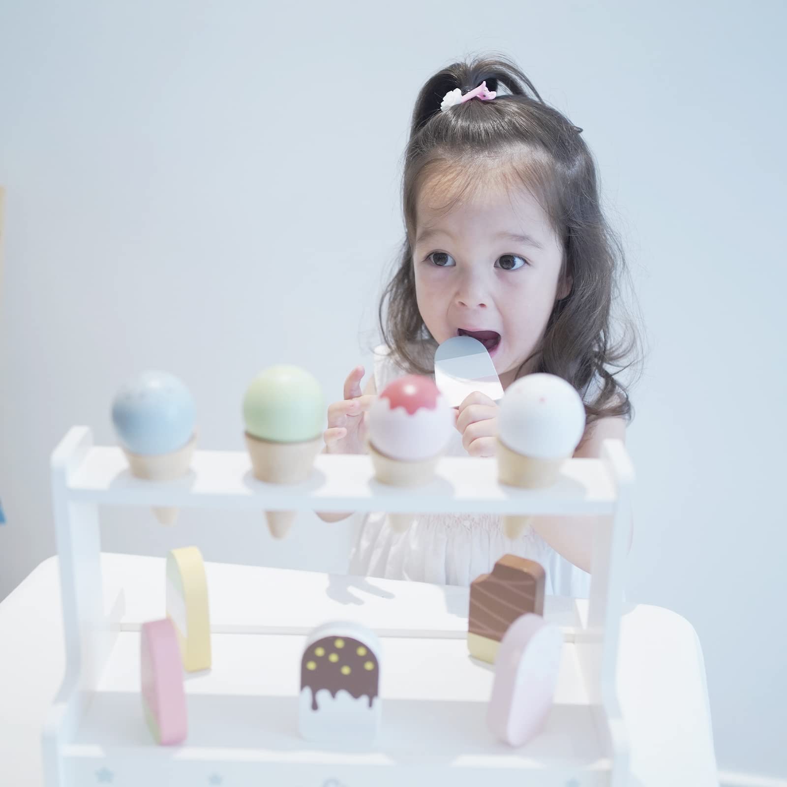 **Wooden Ice Cream Playset - 10-Piece Pretend Play Ice Cream Toys for Toddlers & Kids - Perfect for Imaginative Play, Birthday Gifts & Preschool Learning**