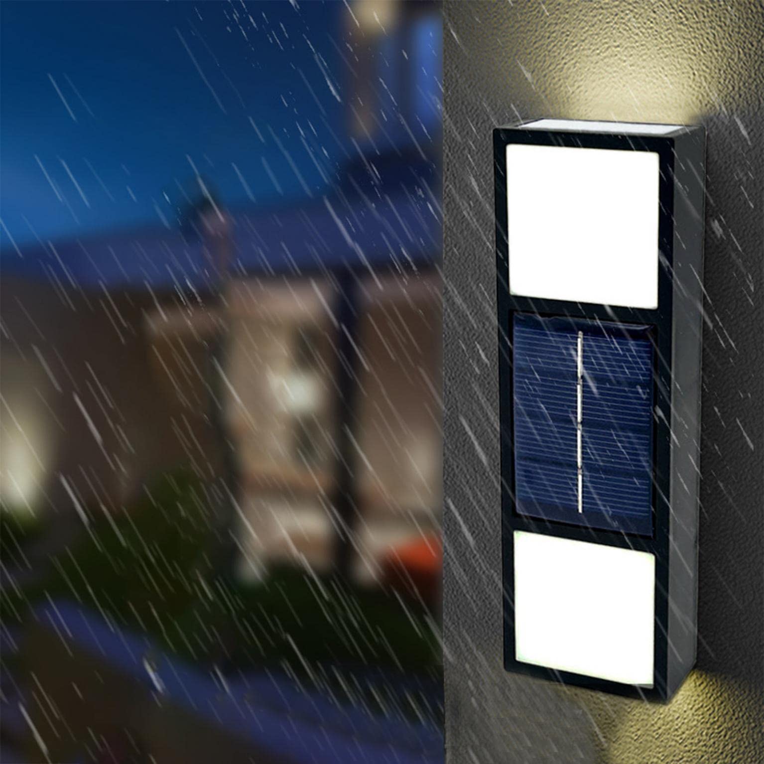 Solar Powered Outdoor Lights - Waterproof LED Wall Lights for Garden, Patio, Garage - Dusk to Dawn Auto On/Off - IP65 Weatherproof Modern Exterior Lighting for Home Decor & Landscape Illumination