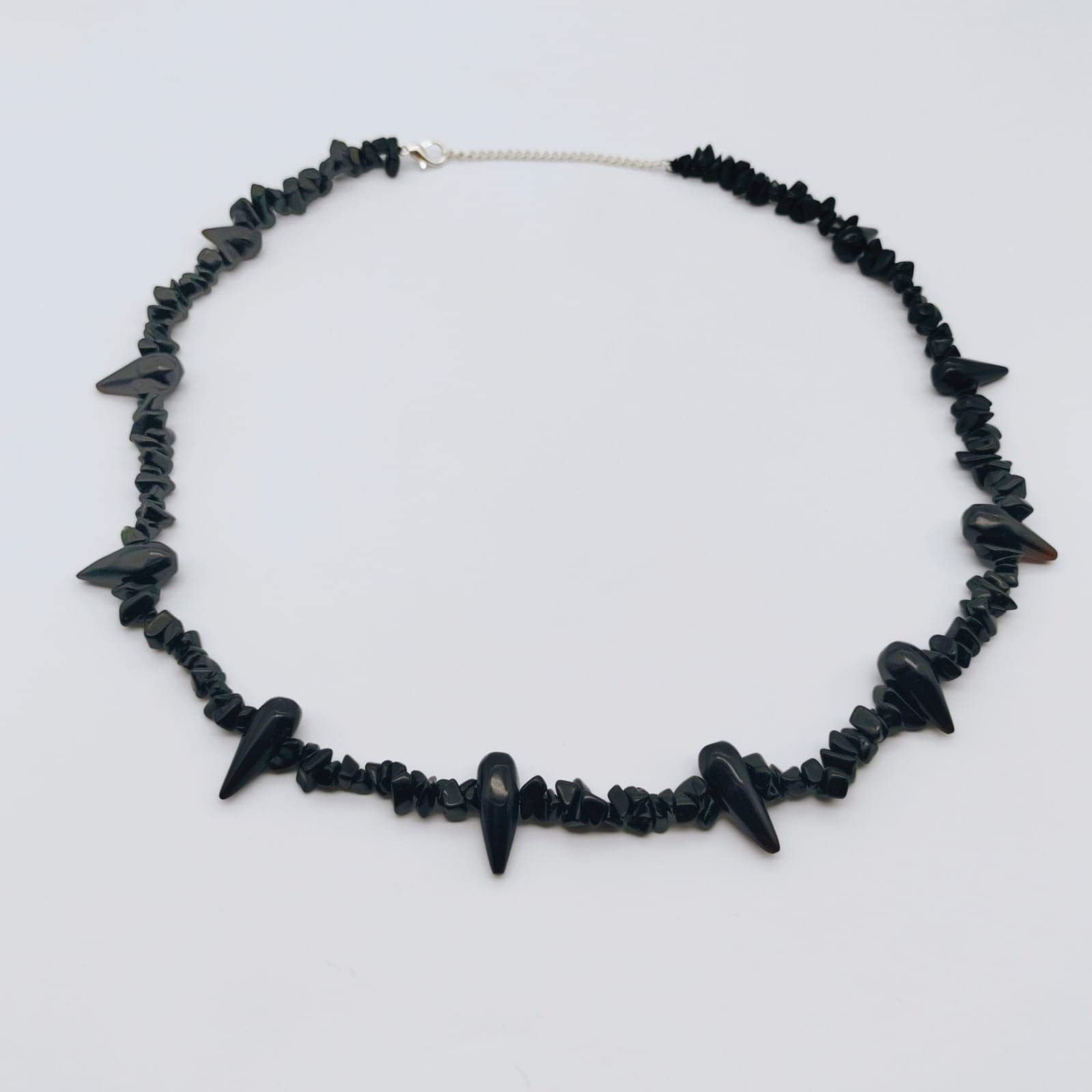 Natural Black Onyx Pain Necklace - Handmade Anime Choker Jewelry for Cosplay | 24 Inch Adjustable Gothic Necklace Gift for Men & Women | Perfect for Halloween, Comic Con & Gothic Fashion