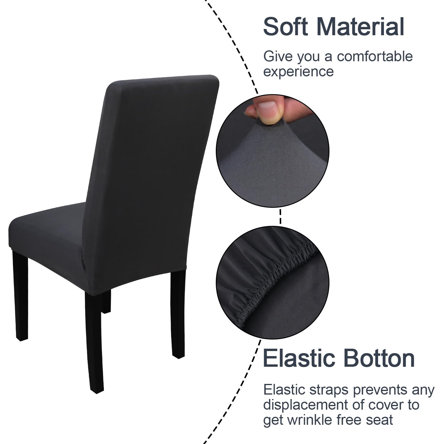 JQinHome Stretch Dining Chair Covers Set of 8 - Washable Slipcovers for Chairs, Seat Protectors for Home, Party, Hotel & Wedding (Grey) | Perfect for Formal Dinners, Holiday Gatherings & Event Decor