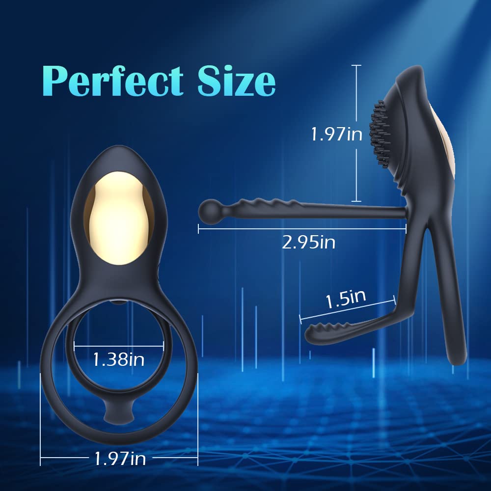 10-Speed Vibrating Cock Ring for Couples - Male Enhancement & G-Spot Stimulator with Powerful Clitoral Vibrations | Waterproof Adult Sex Toy for Enhanced Intimacy & Pleasure | Perfect Couples Gift for Anniversary & Romantic Nights (Black)
