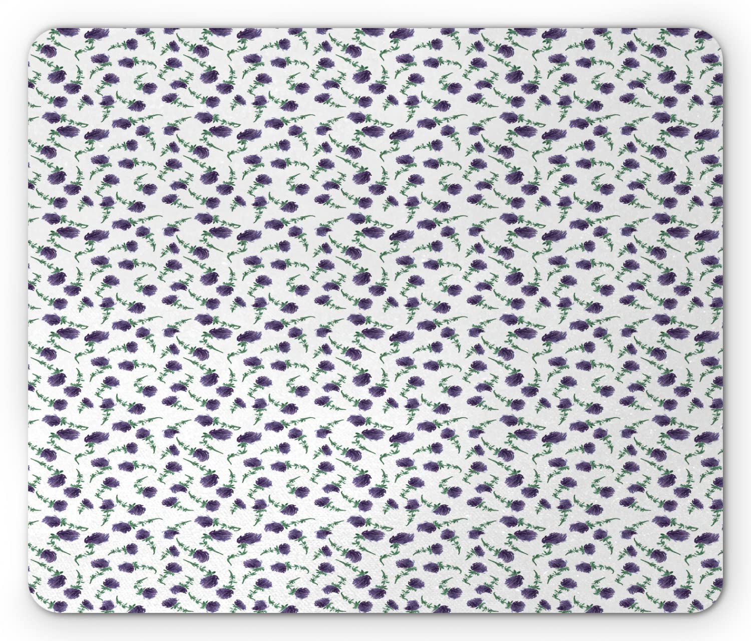 Ambesonne Floral Mouse Pad - Watercolor Flower Painting Design with Non-Slip Rubber Base, Standard Size Rectangle Mousepad in Dark Indigo & Laurel Green | Perfect for Office, Gaming & Home Computer Setup
