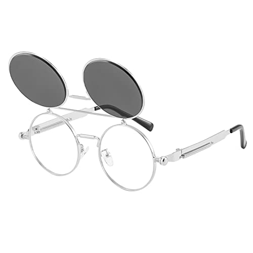 Silver Frame Black Grey Lens