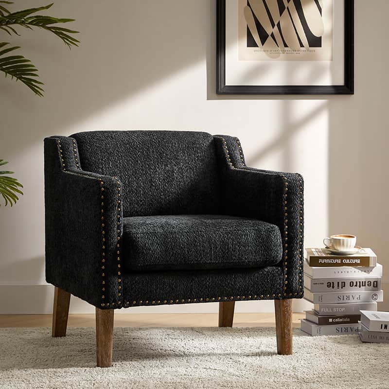 Solid Wood Frame Armchair - Modern & Durable Wooden Chair for Living Room, Dining Room, Office - Comfortable & Stylish Home Furniture