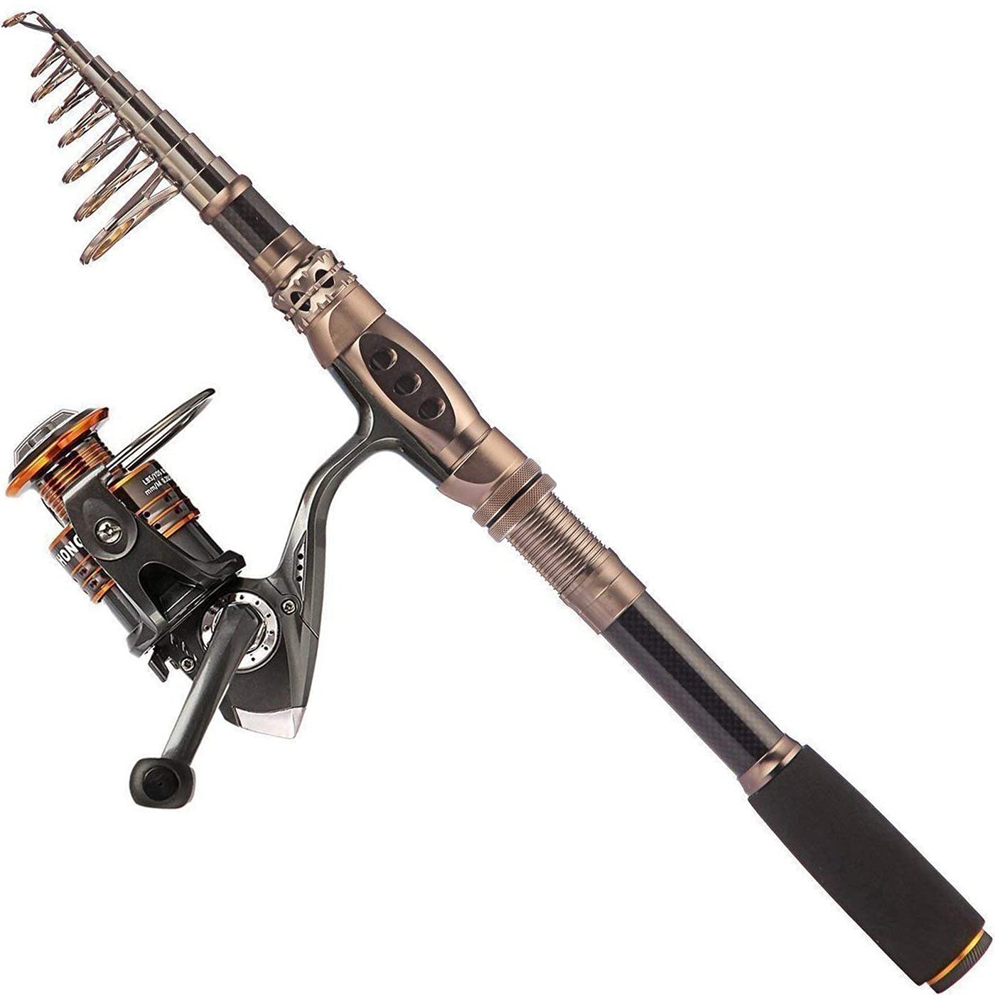 PLUSINNO Carbon Fiber Telescopic Fishing Rod and Reel Combo Kit - Lightweight Saltwater & Freshwater Fishing Pole Set for Beginners & Pros | Perfect for Shore, Boat, and Ice Fishing