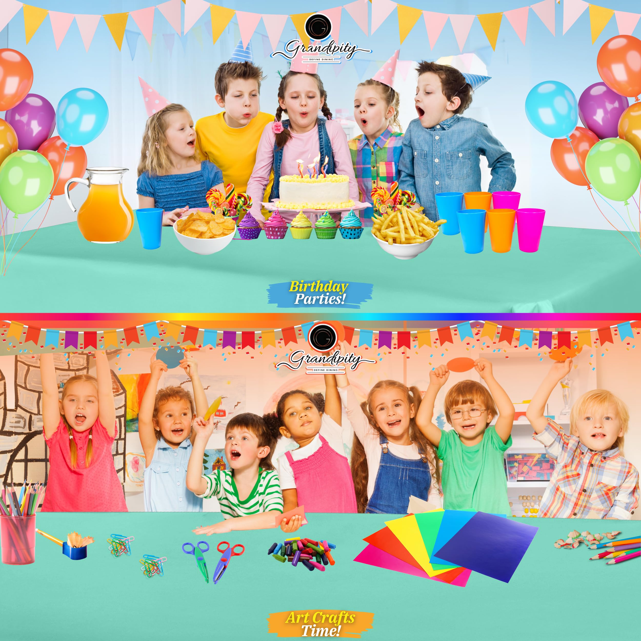 Premium Disposable Plastic Tablecloth (6 Pack) - 54x108 Inch Rectangle Table Cover for Parties, Picnics & Events - Waterproof & Durable for 6ft to 8ft Tables - Ideal for Birthday Celebrations, Outdoor Gatherings & Holiday Decorations