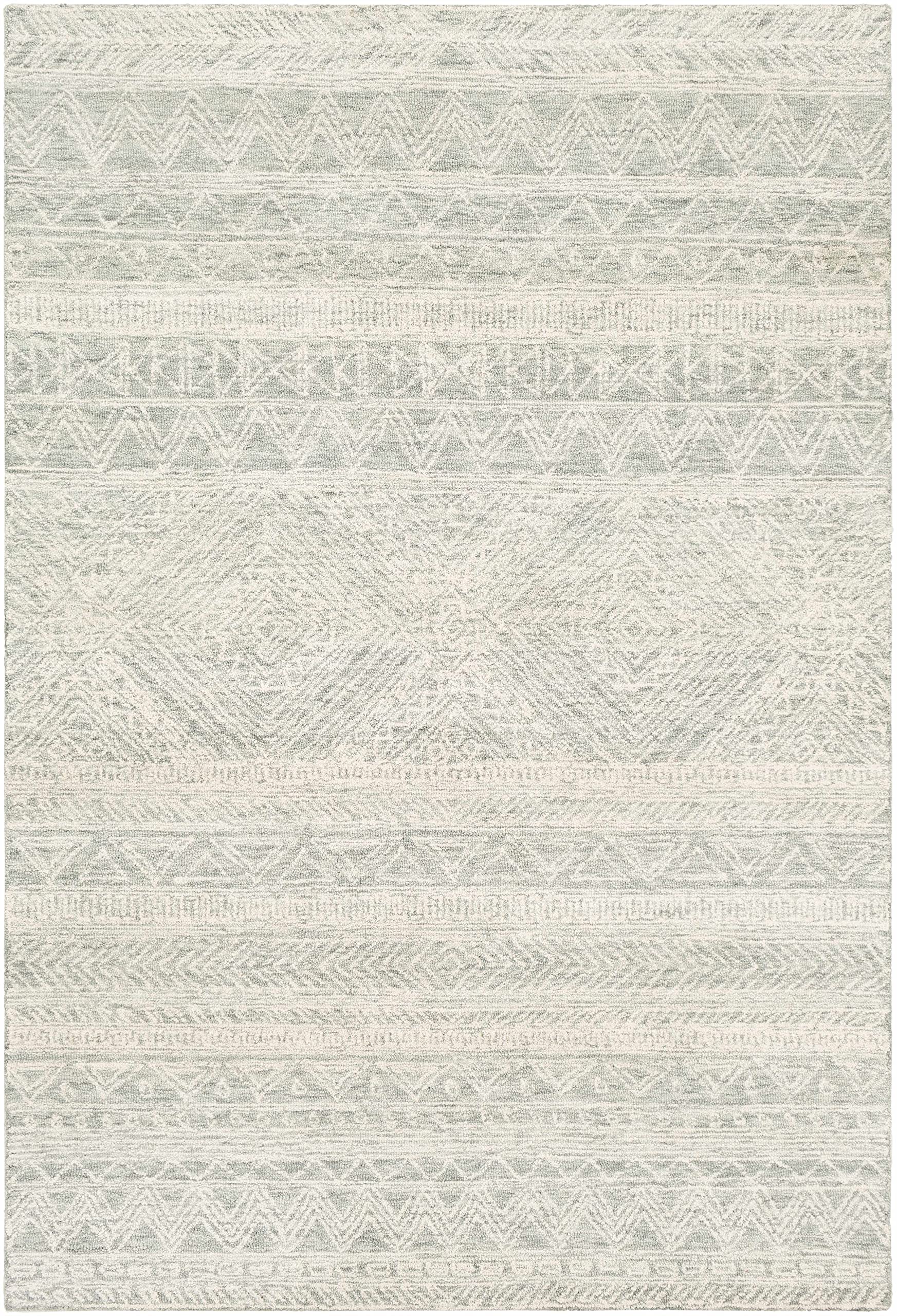 Bohemian Global Style Hauteloom Grahn Wool Area Rug 8' x 10' - Green & Beige Handwoven Rug for Living Room & Bedroom - Soft & Durable Home Decor for Cozy Spaces