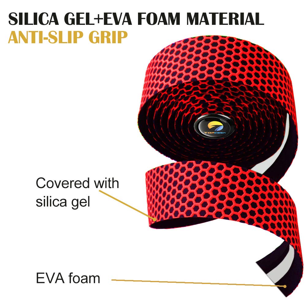 Premium EVA Camouflage Bicycle Handlebar Tape - Comfortable Road Bike Grip with Bar End Plugs (2 Rolls, Grid Red) | Ideal for Road Bikes, Mountain Bikes & Commuting