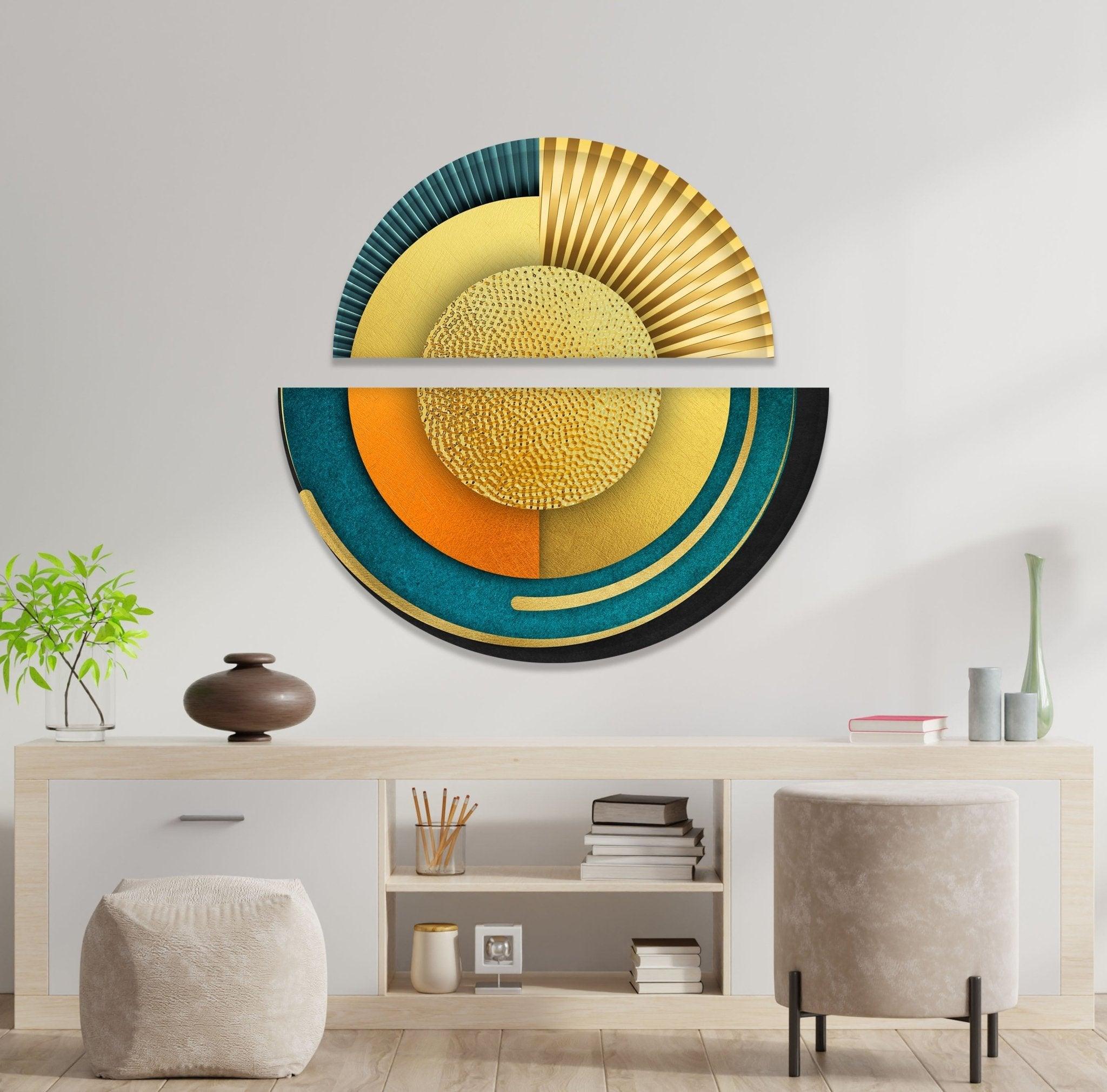 Abstract Yellow & Orange Glass Wall Art Set of 2 - Modern Handmade Glass Decor for Living Room, Bedroom, Office - Perfect for Home & Office Decor, Housewarming Gifts