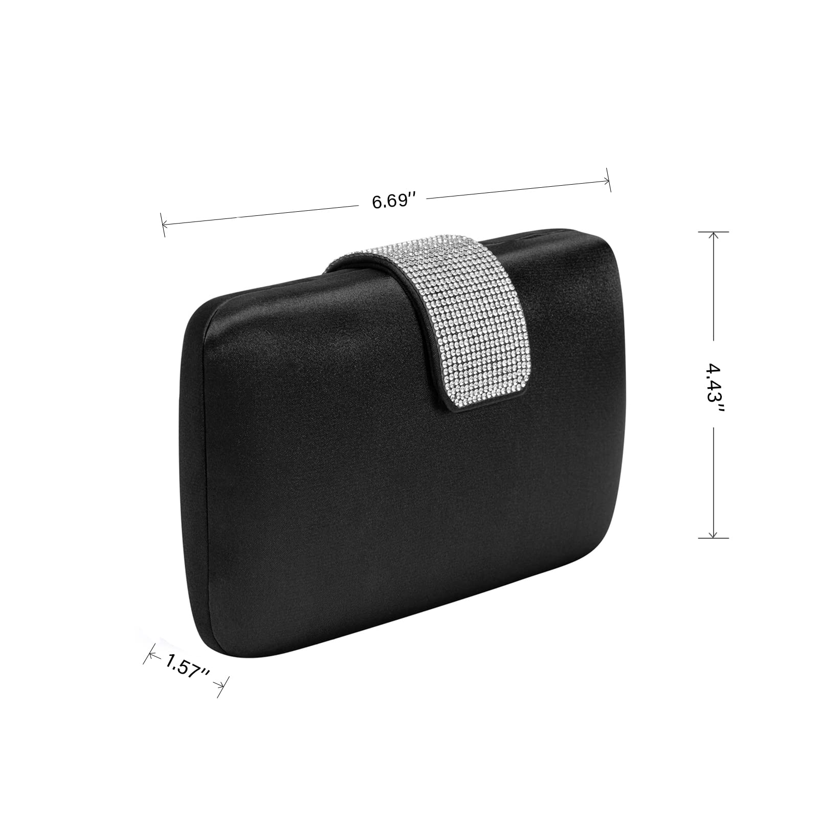 Elegant Satin Rhinestone Evening Clutch Purse for Women - Perfect for Prom, Bridal Party, Wedding & Formal Events