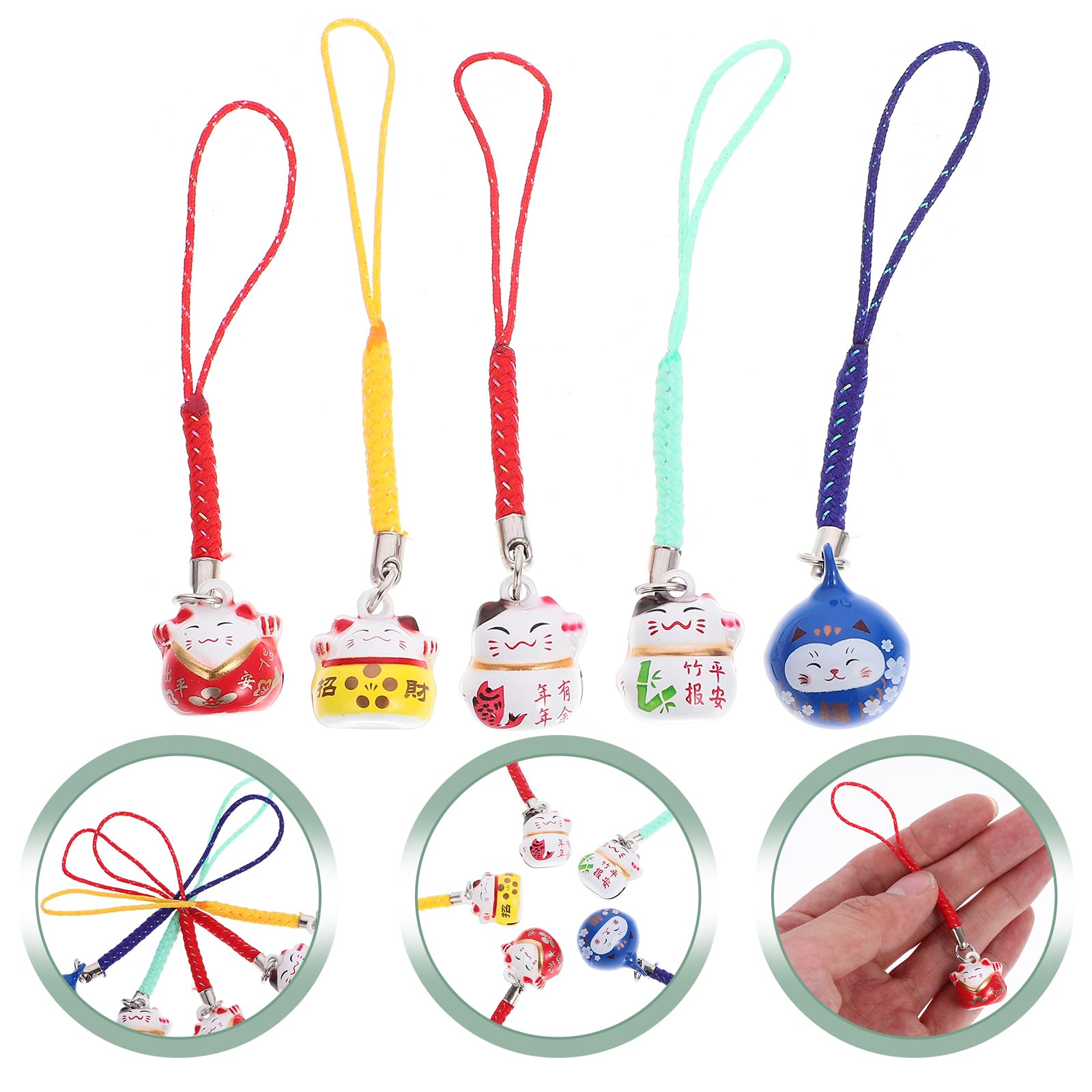 Lucky Cat Phone Charm Strap - Feng Shui Fortune Keychain for Phone Accessories, Cute Kawaii Cellphone Decor (Perfect for Gift, Purse & Backpack Accessory)