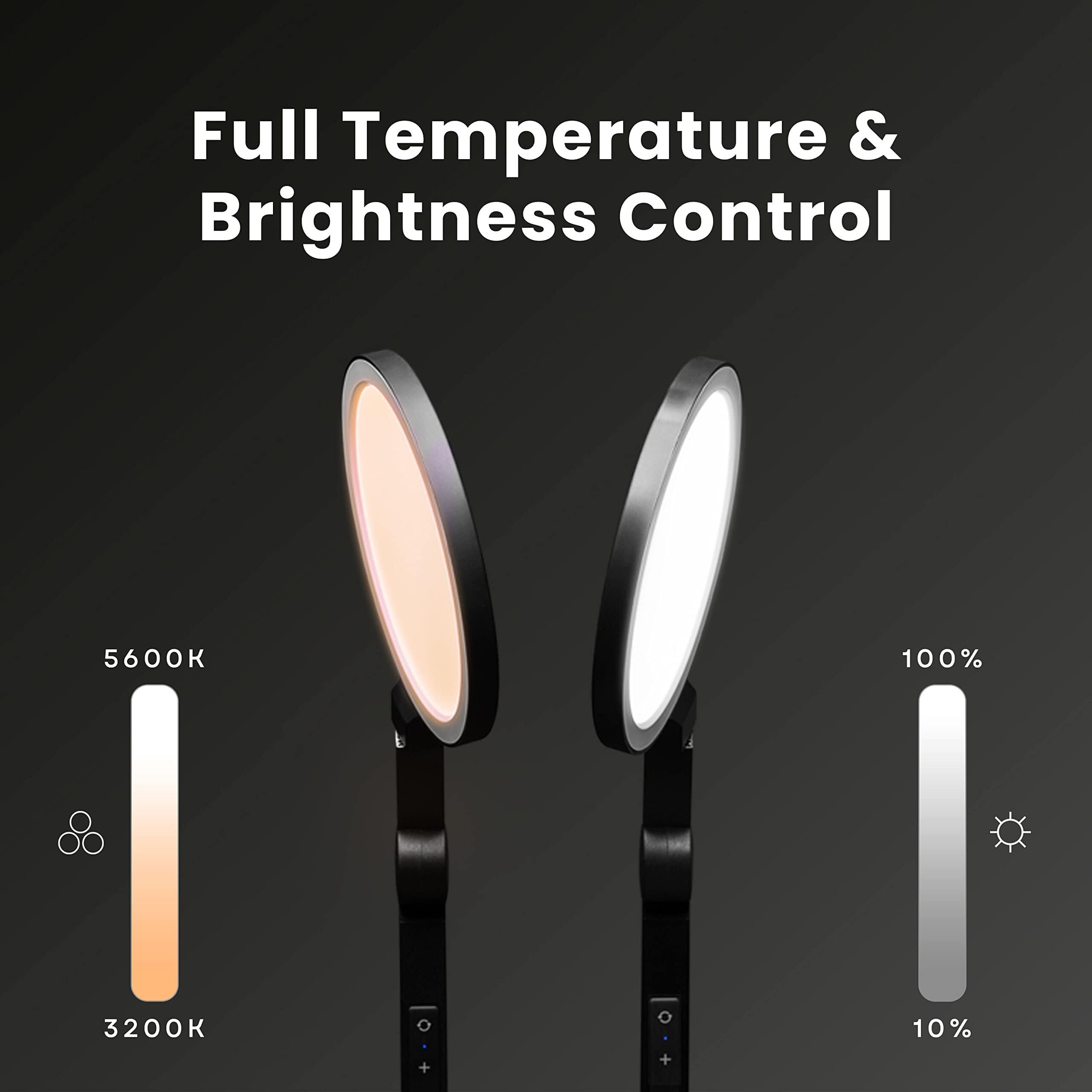 LUME CUBE Edge 2.0 LED Desk Lamp - Dimmable Home Office Light with USB Charging Port, Adjustable Swing Arm, Color Temperature & Brightness Control - Perfect for Video Calls, Streaming & Workspace Lighting (Black, 2-Pack)
