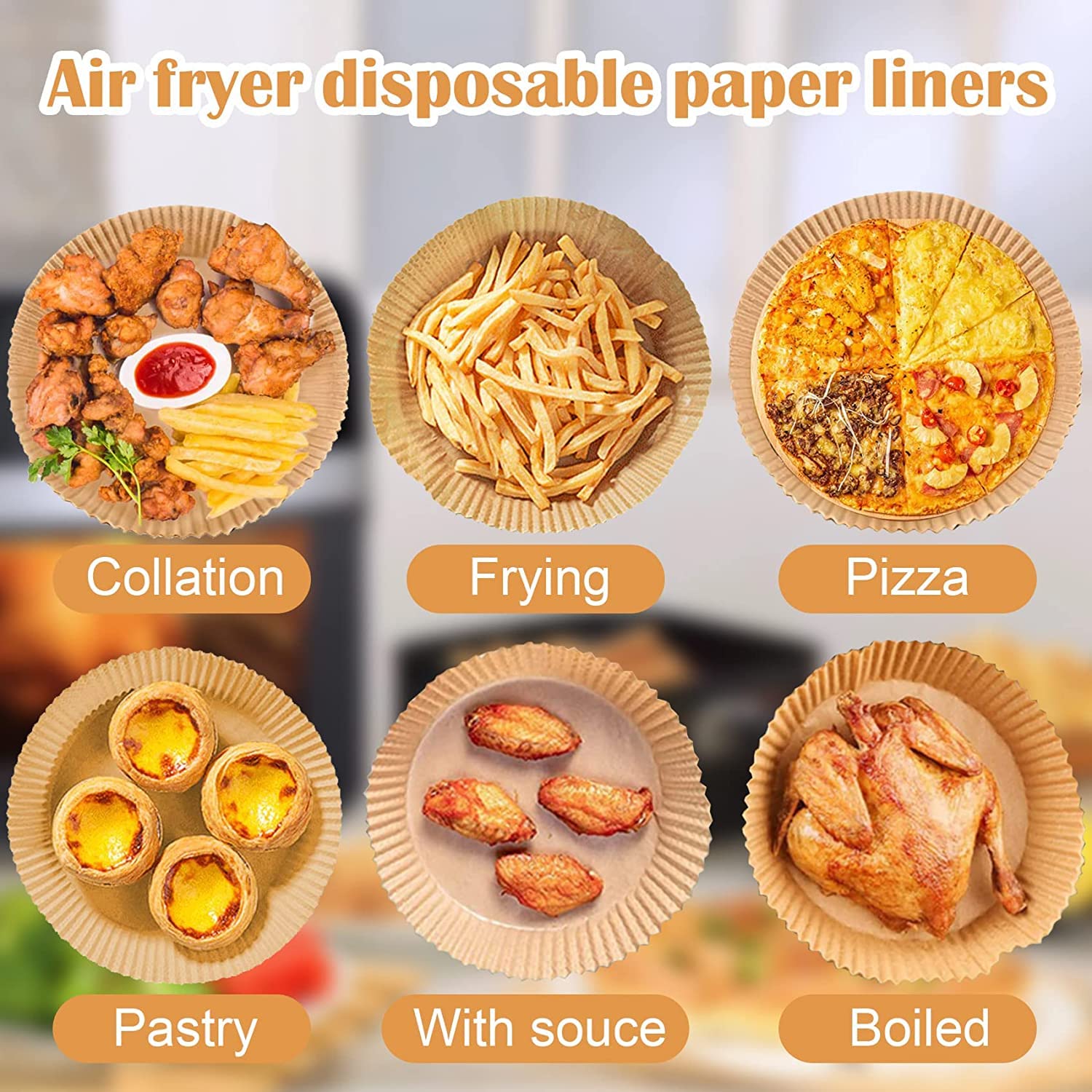 100Pcs 6.3-Inch Non-Stick Air Fryer Parchment Paper Liners - Disposable Round Baking Sheets for Air Fryers, Microwave & Oven - Perfect for Roasting, Reheating & Cooking Healthy Meals