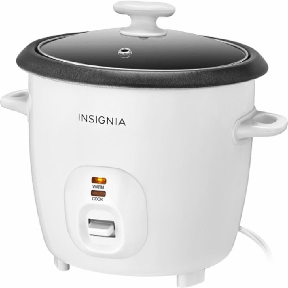 Insignia NS-RC14WH7 2.6-Quart White Rice Cooker - Perfect for Small Kitchens, Dorms & Meal Prep - Fast Cooking & Keep Warm Function