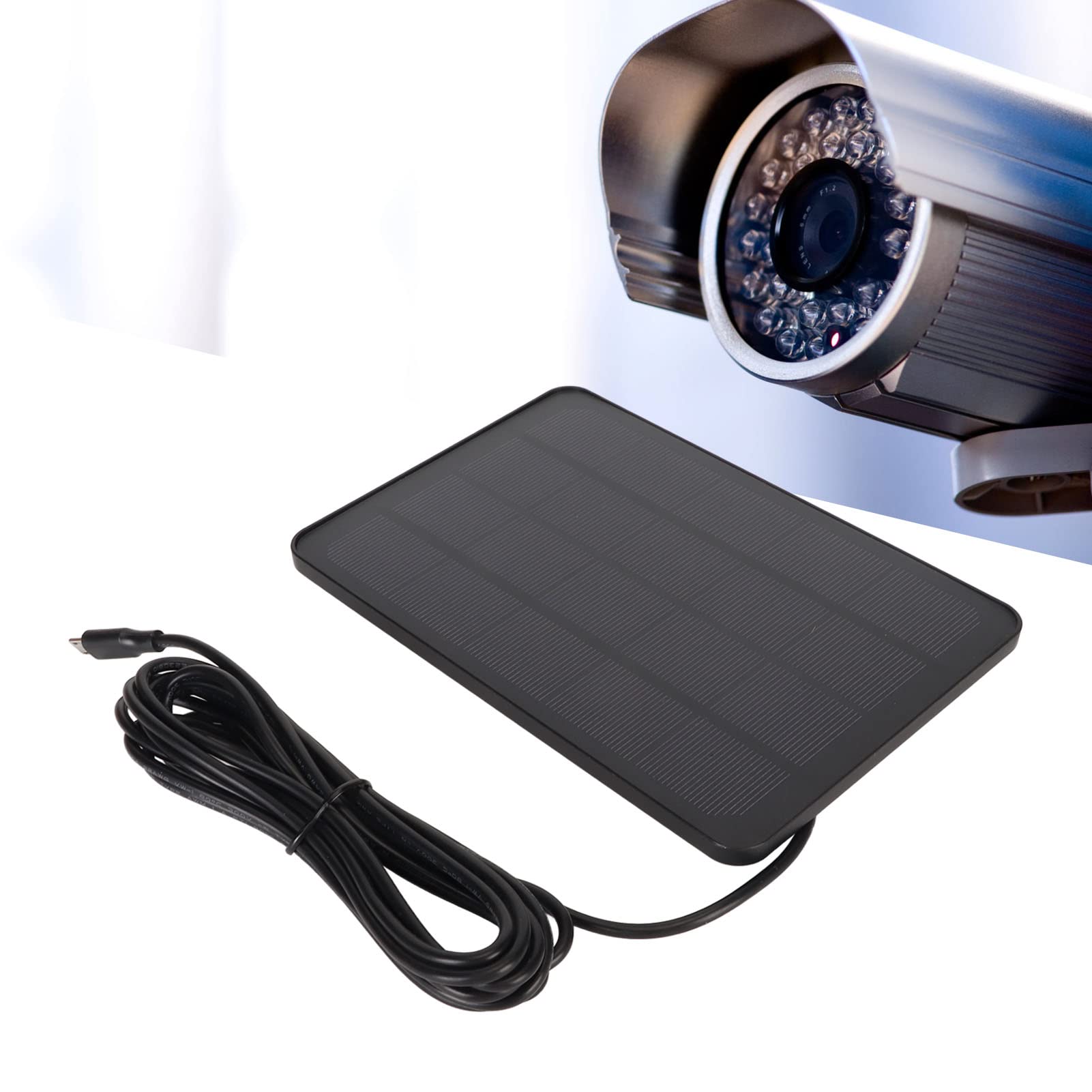 6 Camera Solar Panel Security System - IP65 Waterproof, 5V 4W High Efficiency USB Charging (White/Black) for Outdoor Home & Business Surveillance