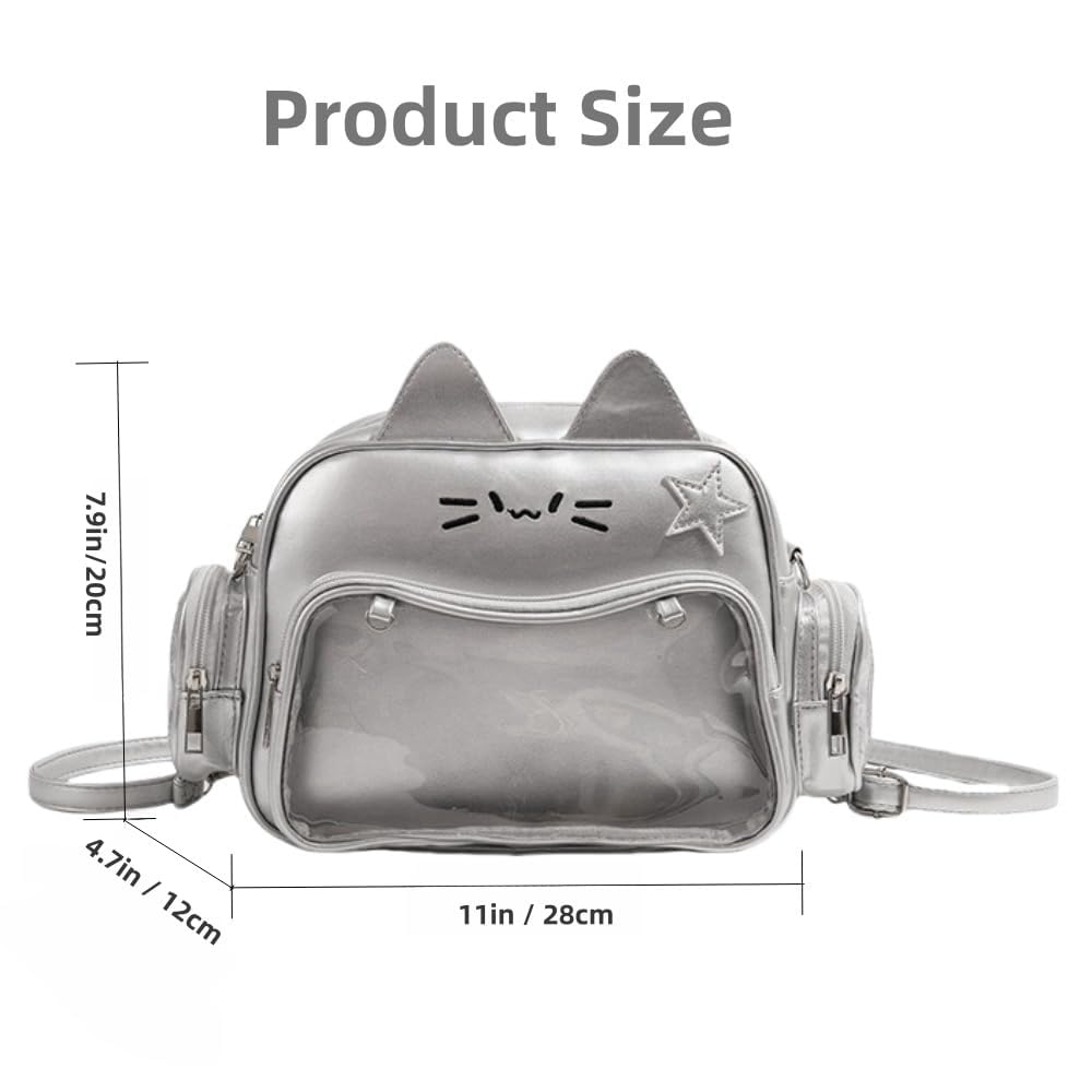 Y2K Aesthetic PU Leather Cat Ita Bag - Preppy Single Shoulder Backpack for School Girls | Perfect for Anime Conventions, Cosplay & Kawaii Fashion