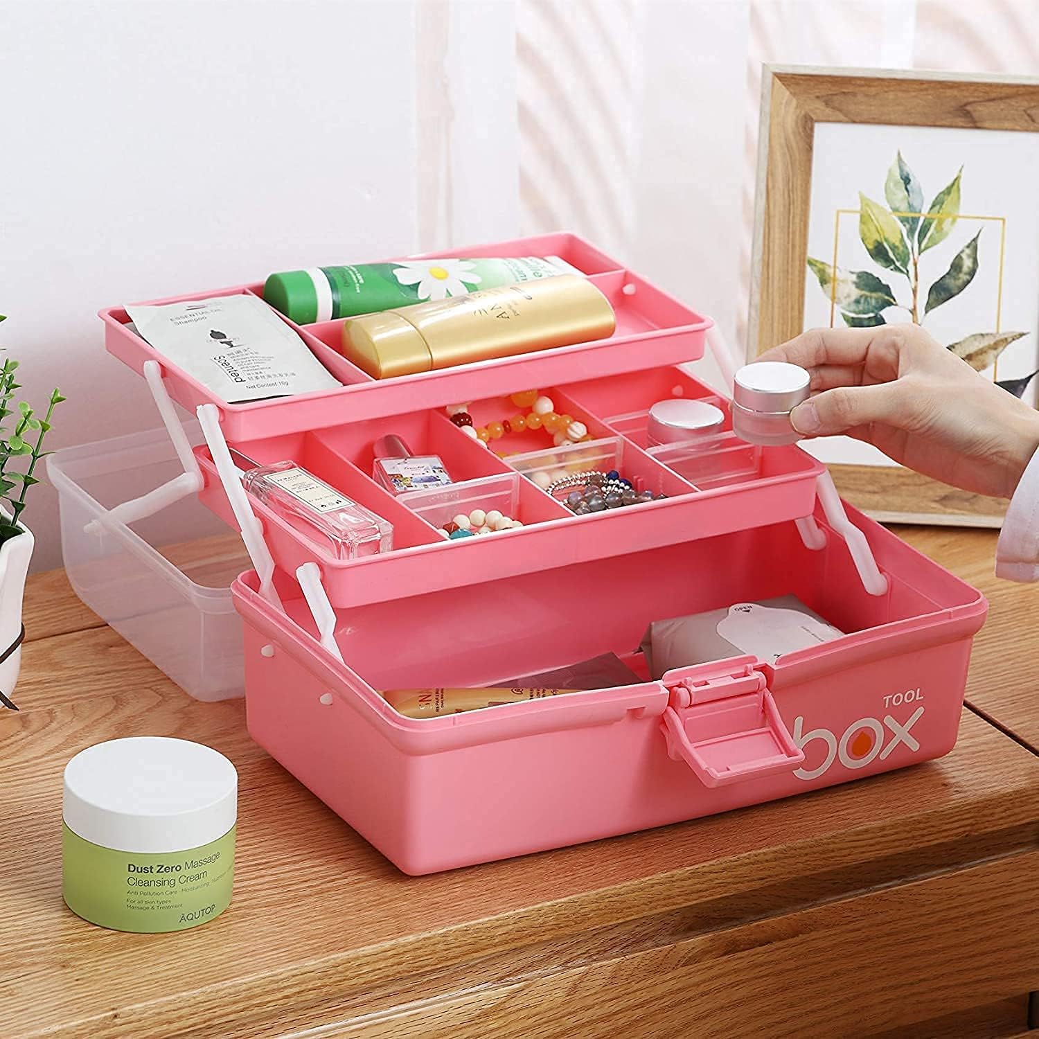 Ansawi 3-Layer Multipurpose Plastic Storage Box with Handle - Portable Tool Organizer Case for Artists, Students & DIY Crafts | Perfect for Art Supplies, Drawing Tools & Workshop Organization