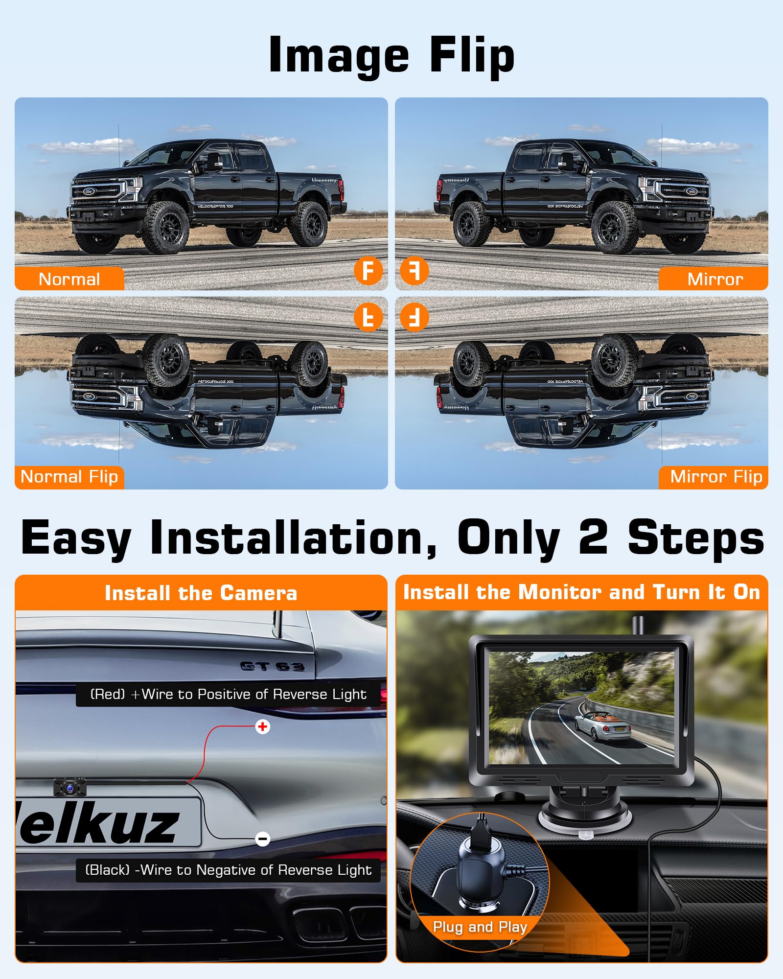 5 Inch Wireless Backup Camera - AHD 1080P HD Rear View Camera with No Delay, Enhanced Digital Signal & Clear Night Vision | 140° Wide Angle, IP69K Waterproof | DIY Guide Lines | Perfect for Trucks, Pickups & SUVs (Parking Assistance, Trailer Hitching, Blind Spot Monitoring)