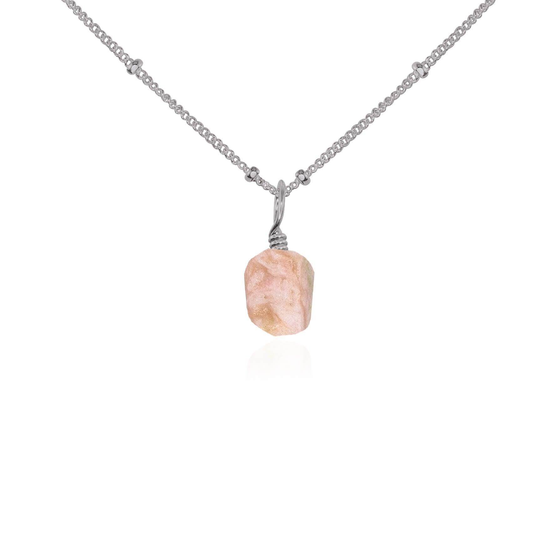 Tiny Raw Pink Peruvian Opal Pendant Necklace - Handmade Natural Gemstone Jewelry for Women - Perfect for Boho Style, Spiritual Healing & Everyday Wear