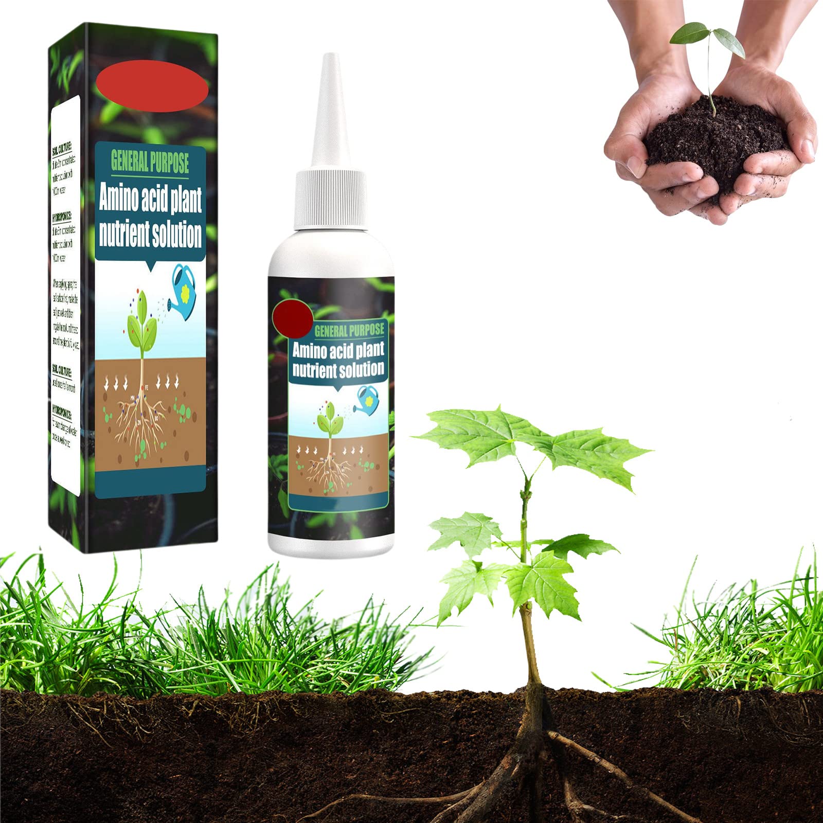 Premium Amino Acid Hydroponic Plant Nutrient Solution - Concentrated Liquid Fertilizer for Seedlings, Turf Grass & Soil Conditioning - Enhances Root Growth & Recovery (30ML) - Ideal for Indoor Gardens, Greenhouses & Lawn Care