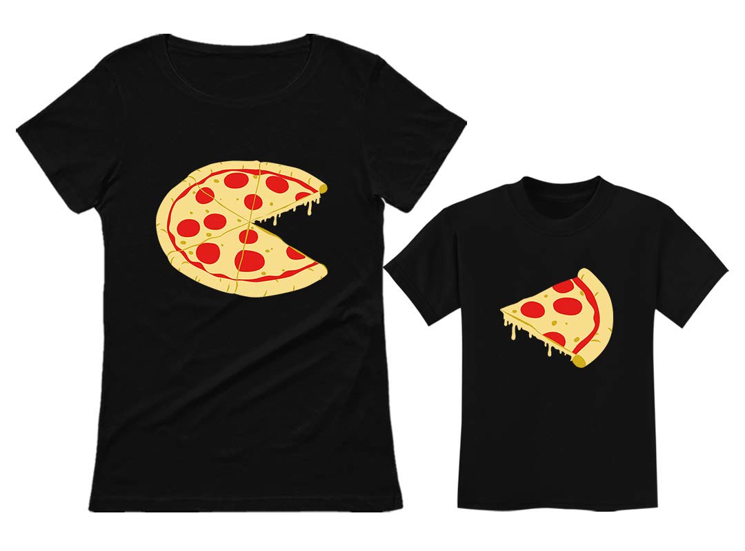 Pizza Pie & Slice Matching T-Shirt Set for Toddlers & Women - Cute Mom & Son/Daughter Outfits for Family Pizza Nights & Casual Wear