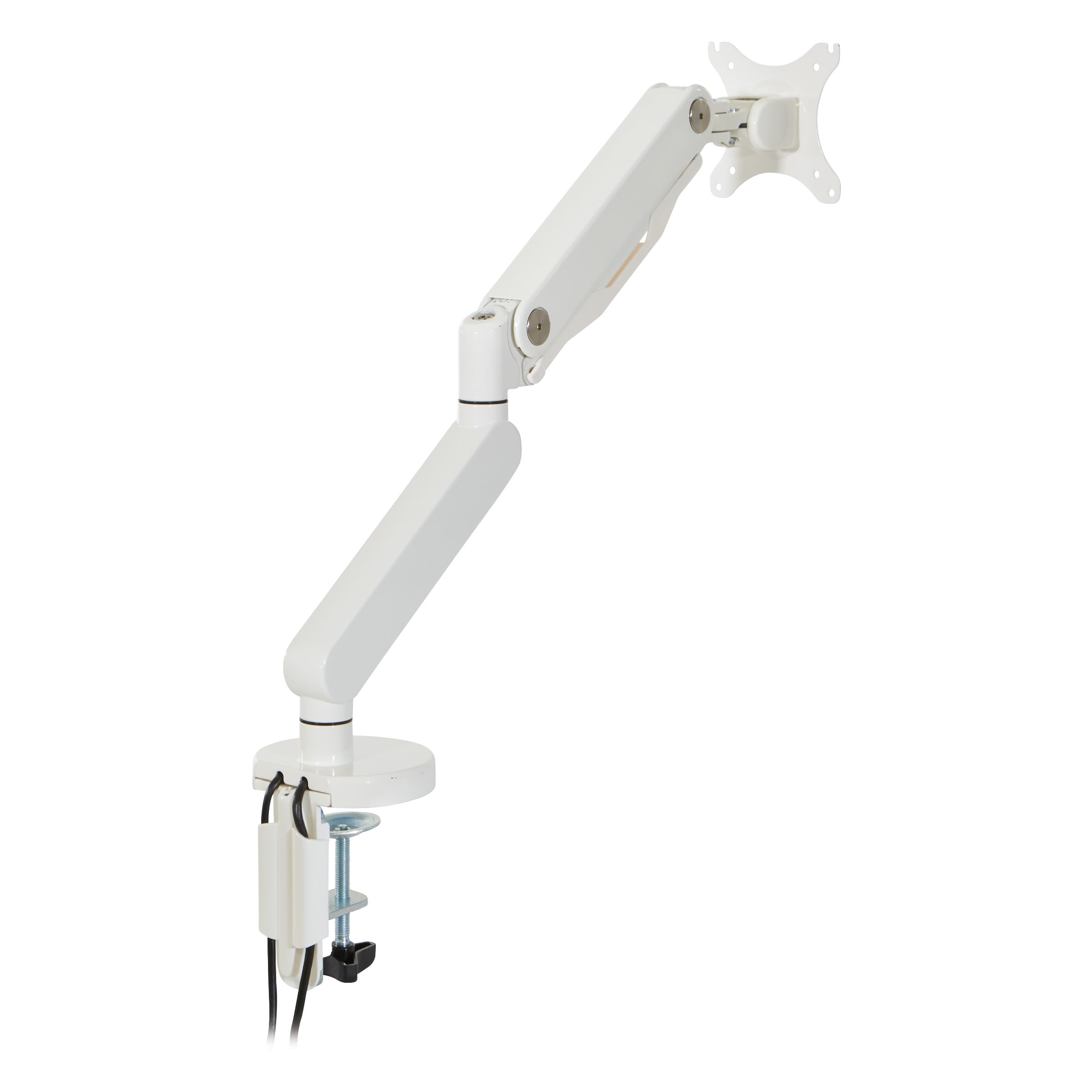 Office Star Ascend II Single Monitor Arm with Dual USB 3.0 Ports, 3-Point Rotation & VESA Mount - Adjustable for 17 to 30 Inch Screens (White) - Perfect for Home Office, Gaming & Workspace Setup