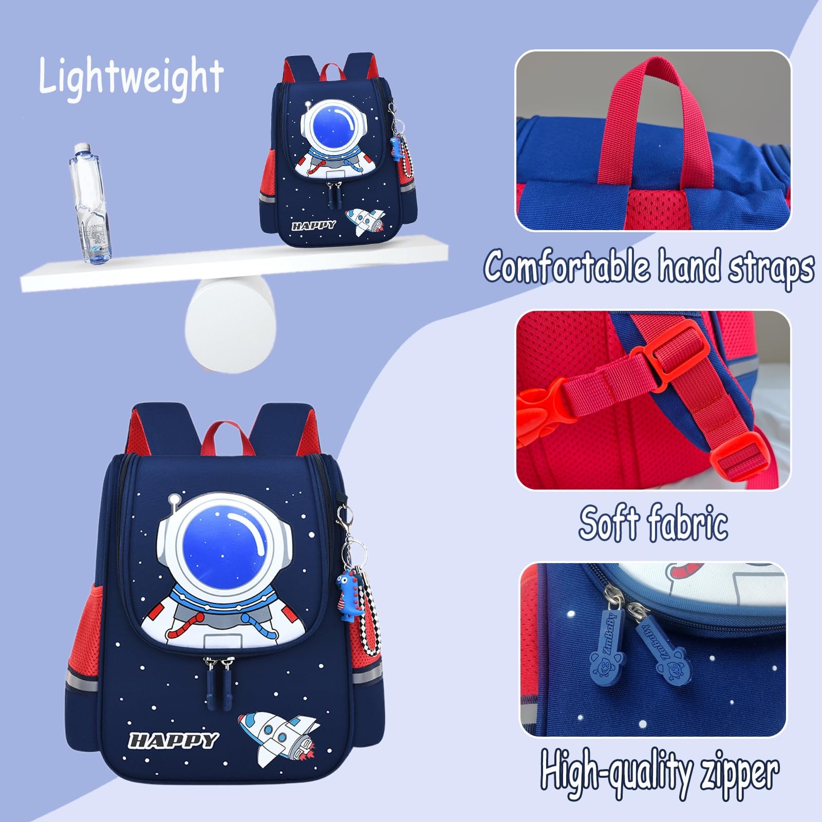 Kids Backpack for Boys 2-4 Years - Astronaut Themed School Backpack for Toddlers | Durable & Lightweight Mochila Para Niños | Perfect for Preschool, Daycare & Travel Adventures