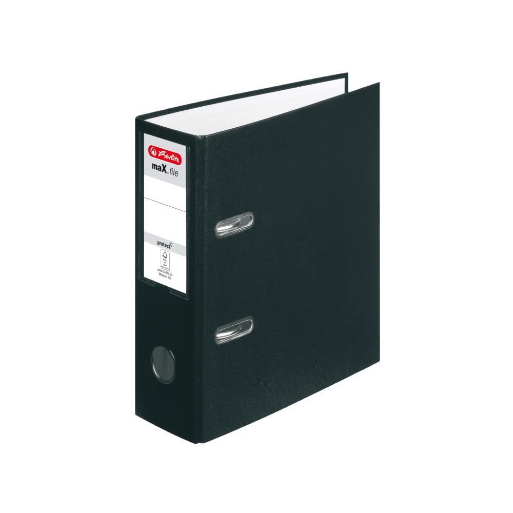 Max File Protect A5 Upright Lever Arch File - Black | Secure Document Storage for Office & Home Organization | Perfect for Contracts, Reports & Important Papers