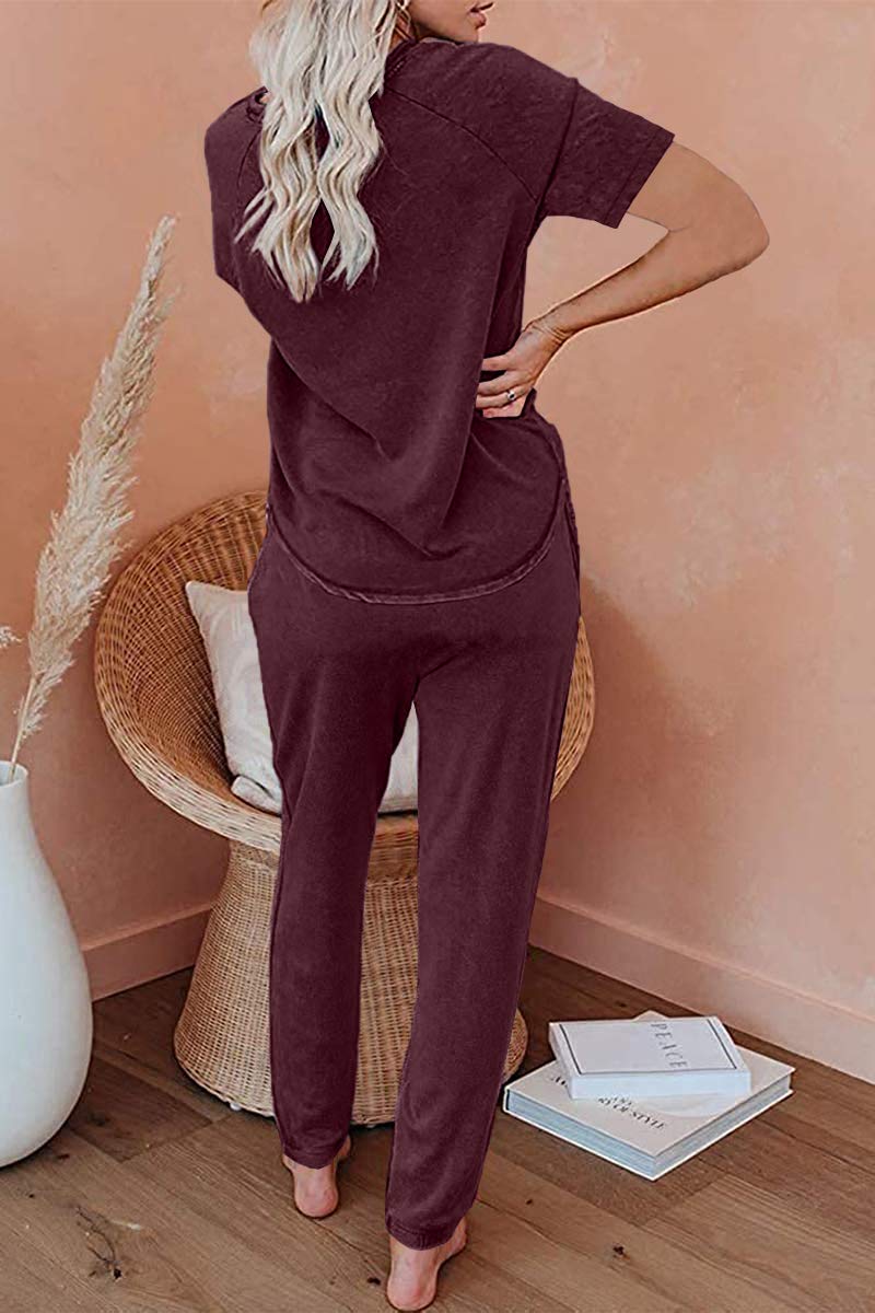 AUTOMET Women's 2-Piece Pajama Set - Soft Summer Lounge Wear with Comfortable Sweatpants - Perfect for Sleepwear, Loungewear & Relaxing at Home