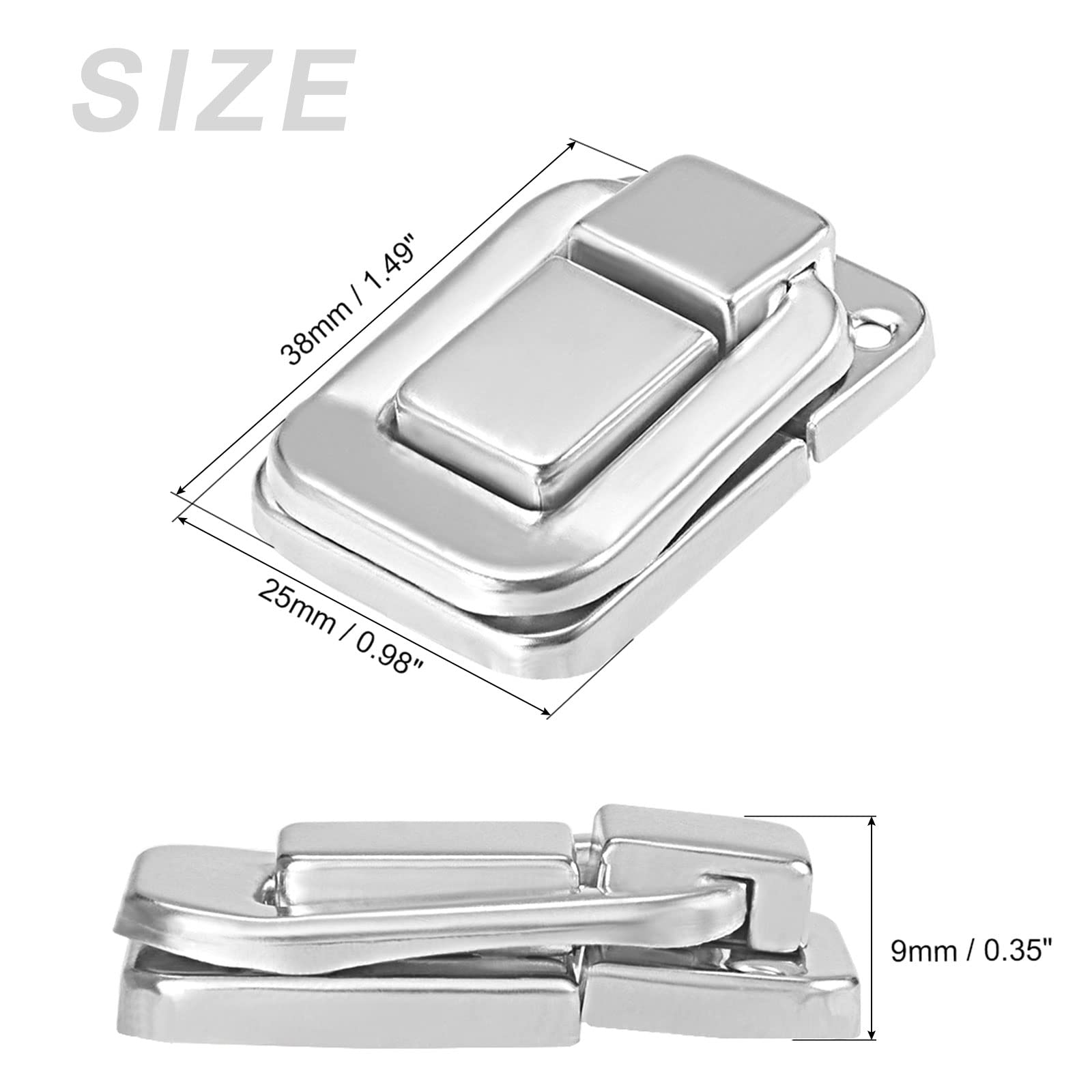 METALLIXITY 10Pcs Toggle Catch Lock (38mm x 25mm) - Nickel Plated Iron Hasp Latches for Cabinets, Boxes & Suitcases - Silver Tone Hardware for Secure Storage & Travel Luggage