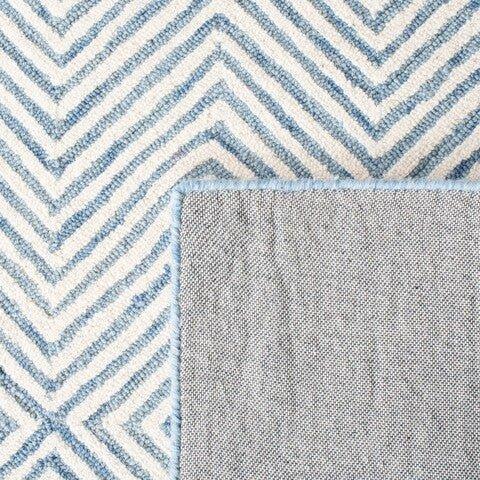 Blue & White Hand Tufted Geometric Wool Area Rug - Soft & Durable Living Room Carpet for Modern Home Decor