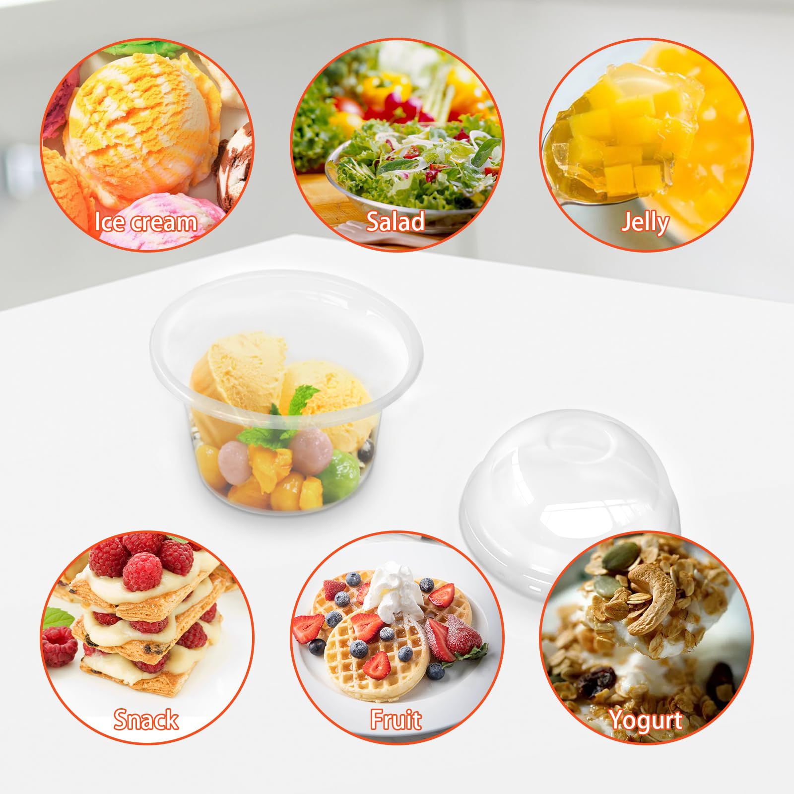 50 Pcs 8 OZ Clear Disposable Plastic Cups with Dome Lids - Mini Parfait Dessert Containers for Ice Cream, Cake, Fruit, Pudding, Jello Shots, Drinks, Yogurt, Soups, Salads & Snacks - Perfect for Parties, Catering, Restaurants & Home Use