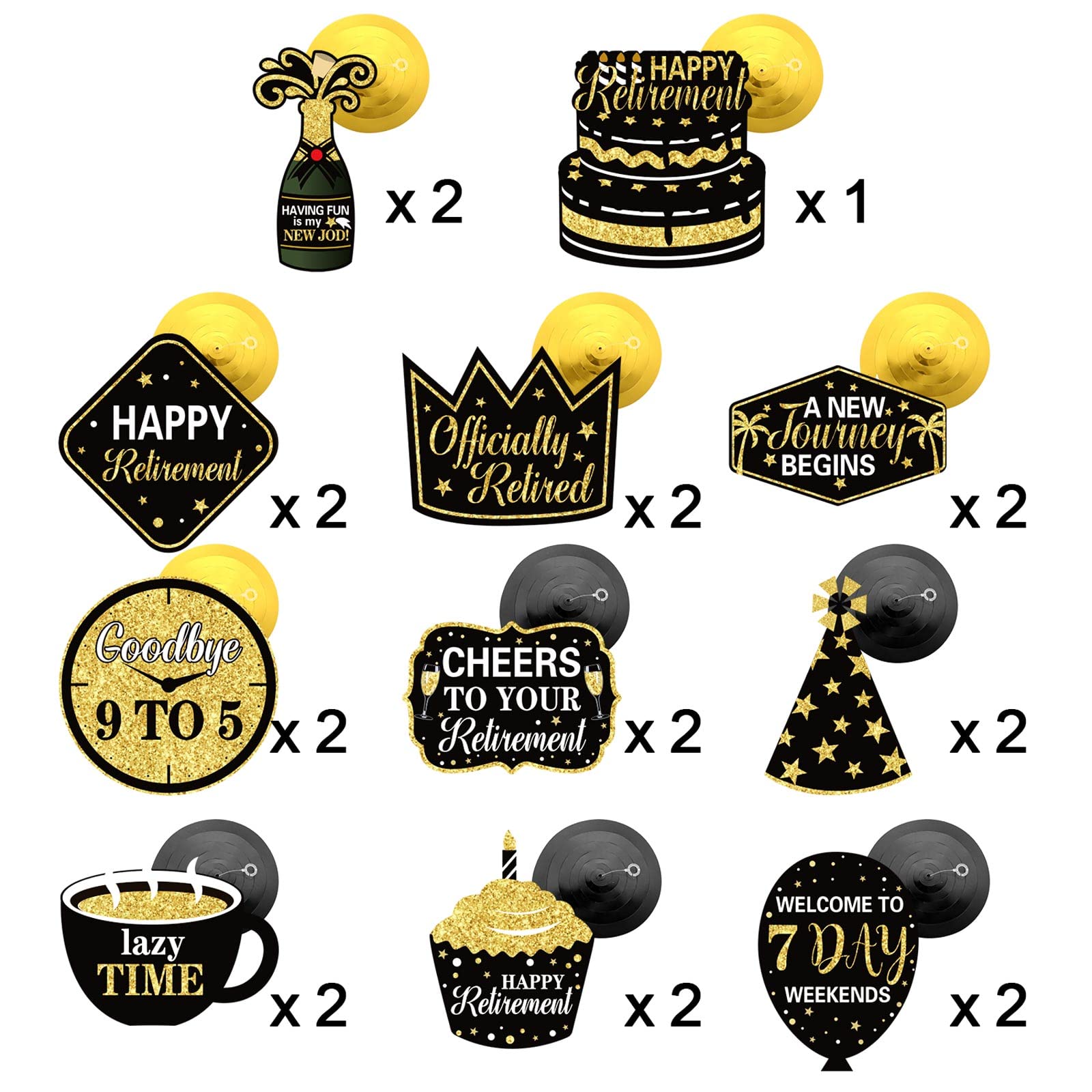 Blulu 30-Piece Black & Gold Retirement Party Decorations Set - Hanging Swirls for Retirement Celebrations (Men & Women) - Perfect for Office Farewell Parties, Retirement Home Decor & 2025 Milestone Events