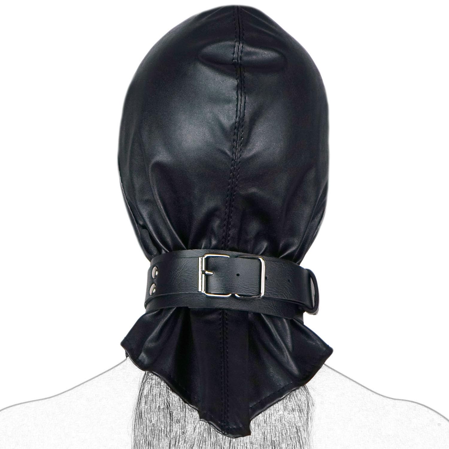BDSM Bondage Hood - Adjustable Leather Blindfold Mask with Collar for Sensory Play | Fetish Head Cover for Adults | SM Restraint Gear for Roleplay & Sensory Deprivation