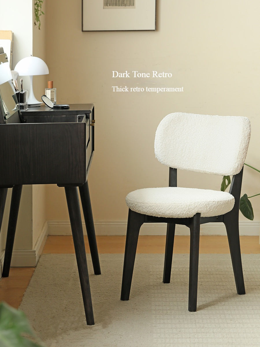 Premium Oak Solid Wood Makeup Stool with Soft Lamb Velvet Upholstery - Perfect for Vanity, Dressing Table & Bedroom Decor