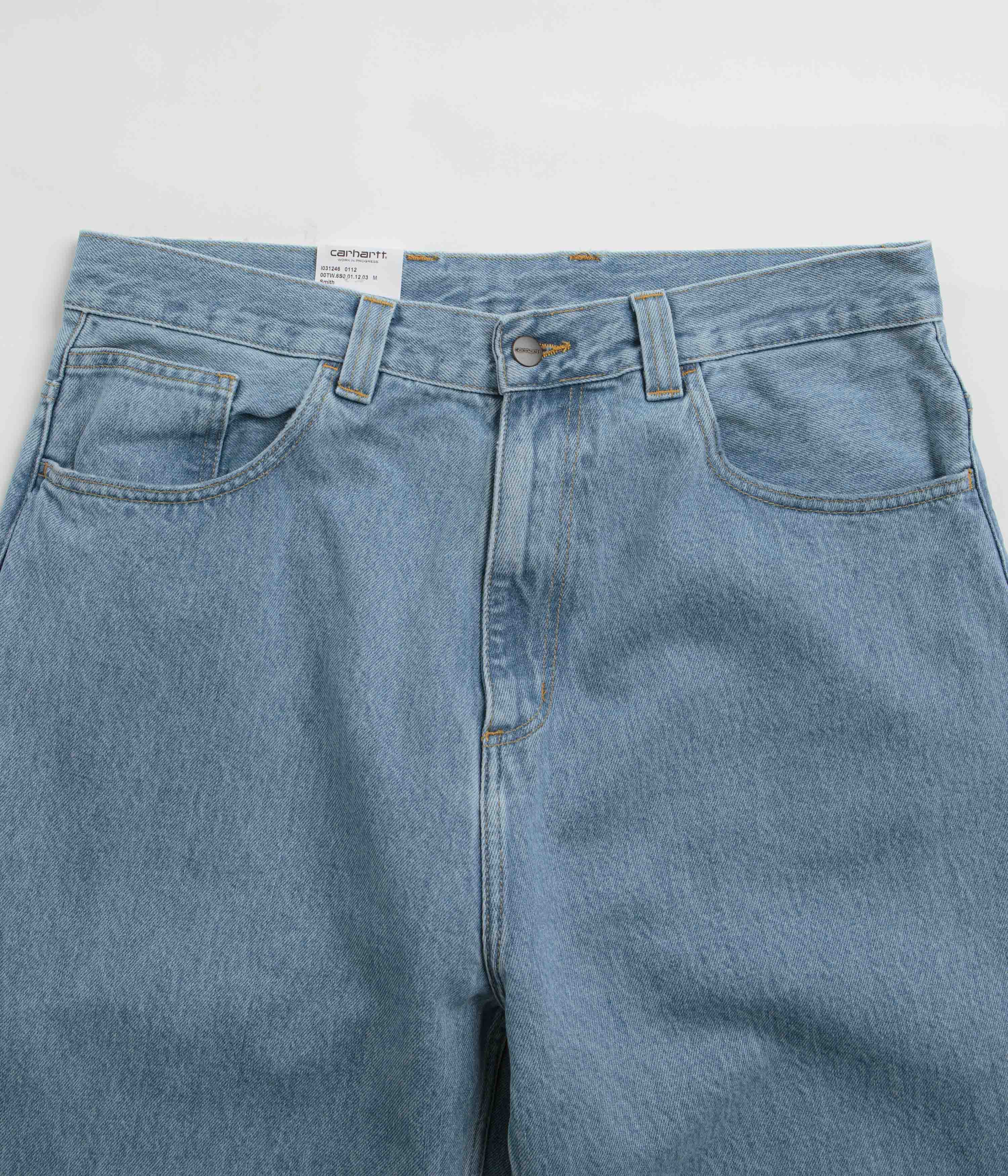 Carhartt Brandon Denim Pants for Men - Blue Stone Bleach Wash, Durable Work Pants for Construction & Outdoor Activities