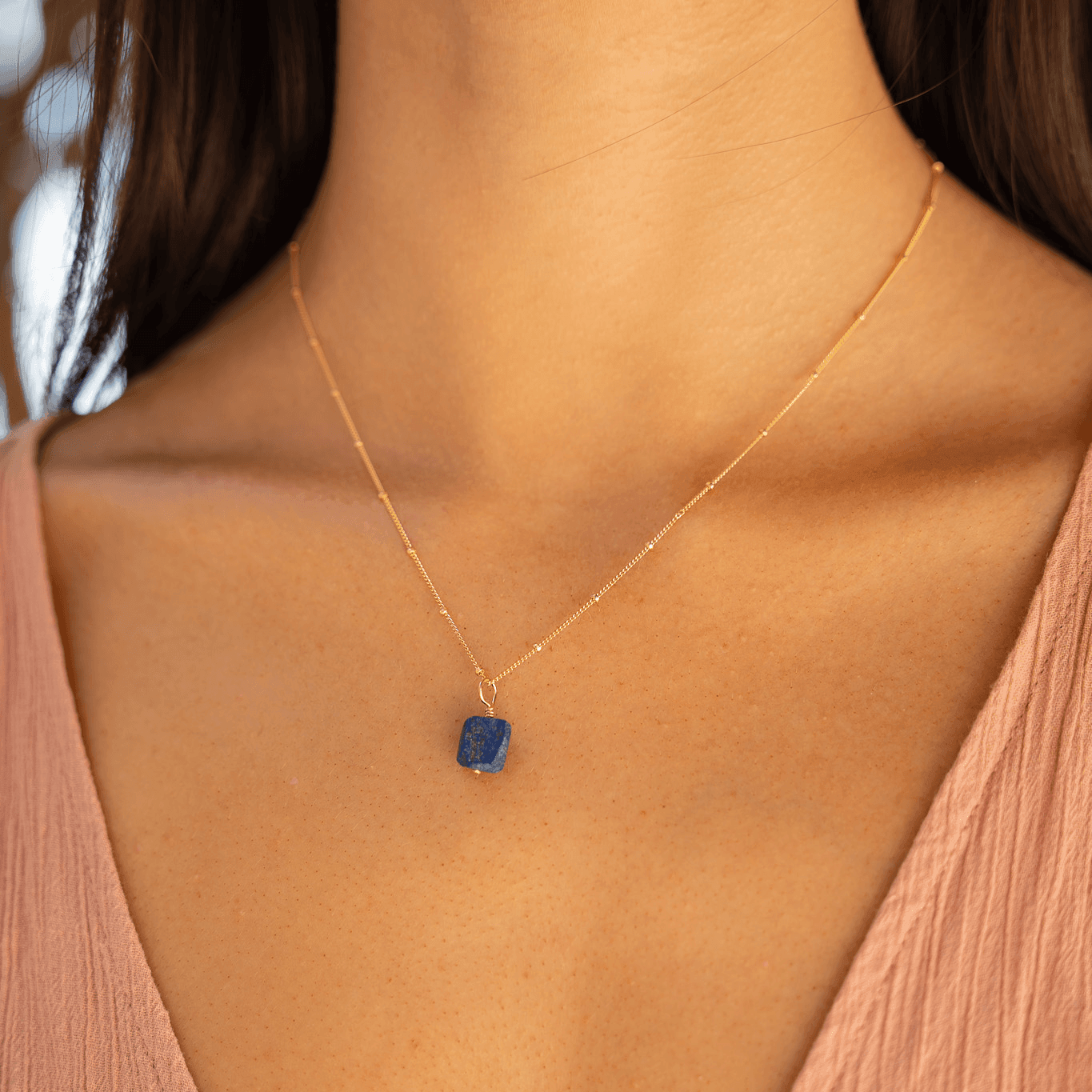 Natural Raw Lapis Lazuli Pendant Necklace - Handmade Blue Stone Jewelry for Women - Perfect for Boho Style, Spiritual Healing & Everyday Wear