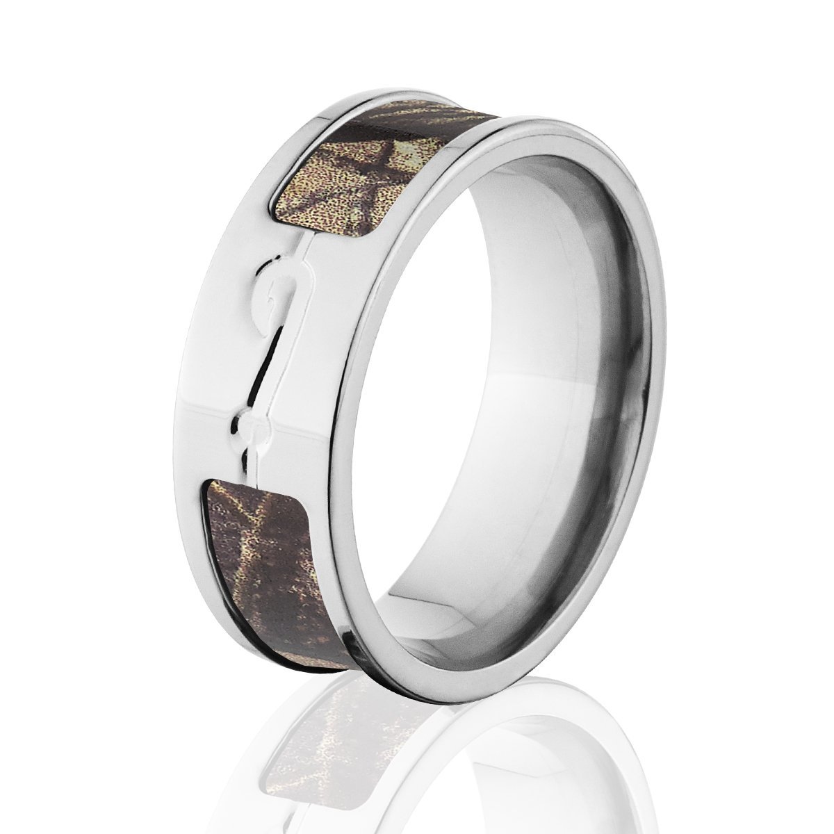 The Jewelry Source Titanium Camo Rings for Men - Realtree Licensed Fish Hook Ring - Durable Hunting & Outdoor Jewelry - Perfect for Fishing, Camping & Outdoor Adventures