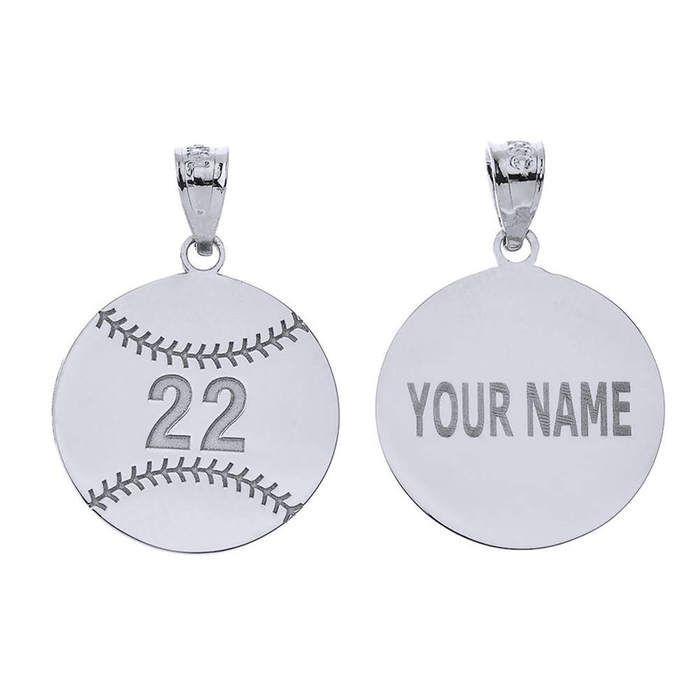 Personalized 925 Sterling Silver Baseball & Softball Pendant - Custom Name & Number Engraved - Perfect Gift for Players & Fans